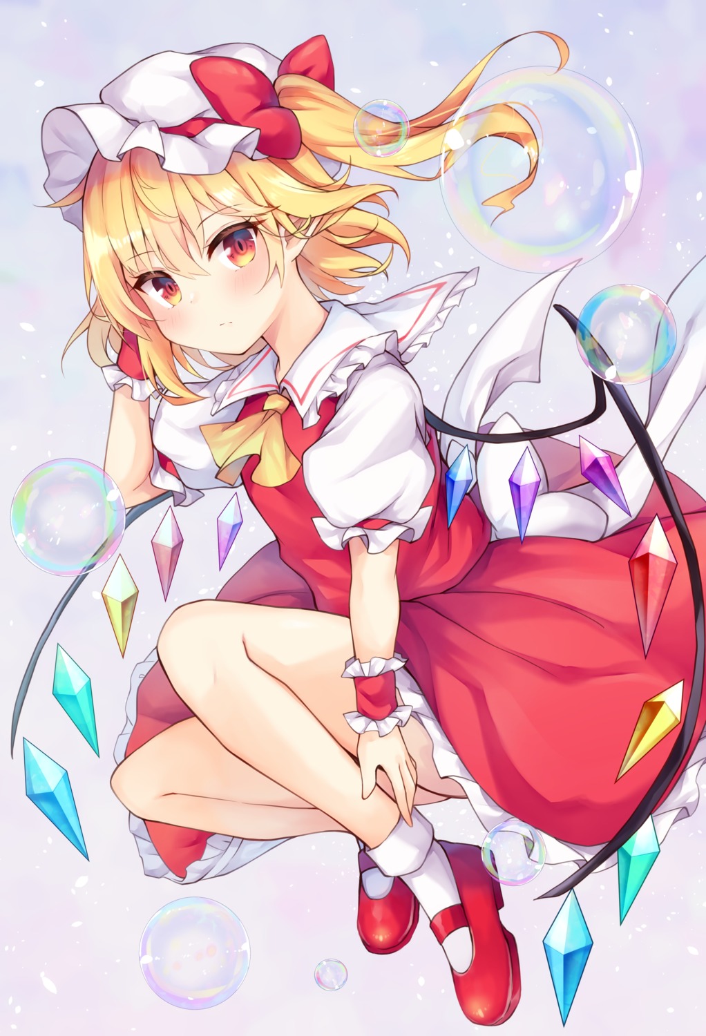 flandre_scarlet miy@ pointy_ears skirt_lift touhou wings