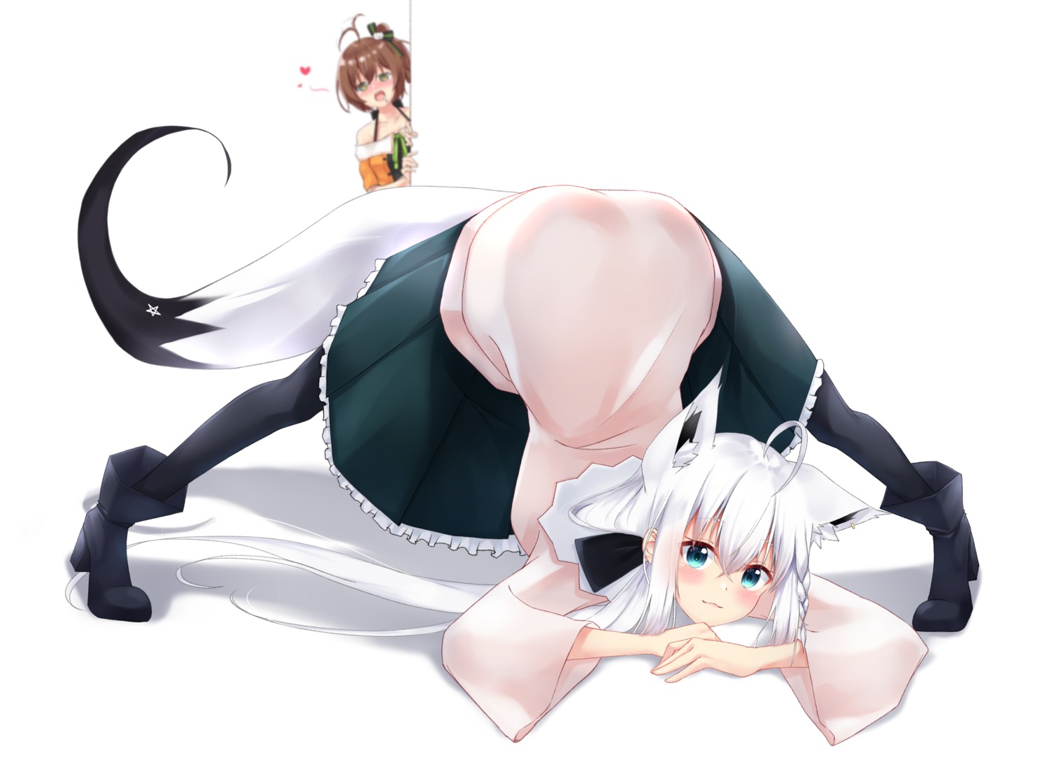 animal_ears heels hololive hololive_gamers kitsune natsuiro_matsuri shirakami_fubuki tagme tail