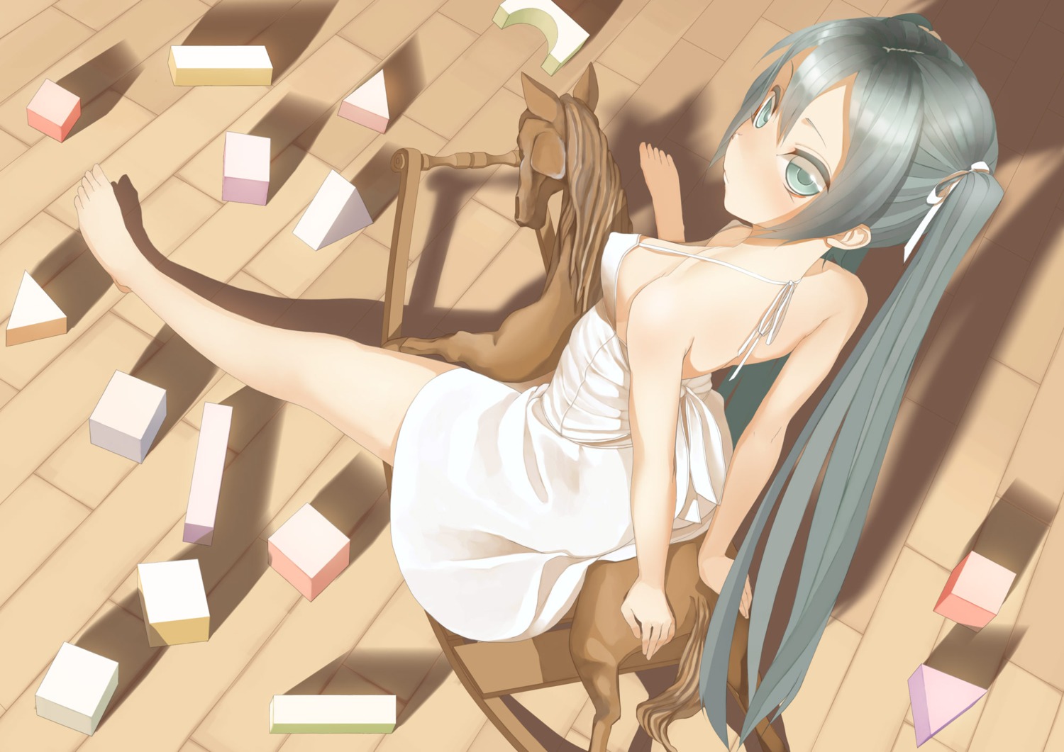 ass cleavage dress erect_nipples hatsune_miku no_bra throtem vocaloid