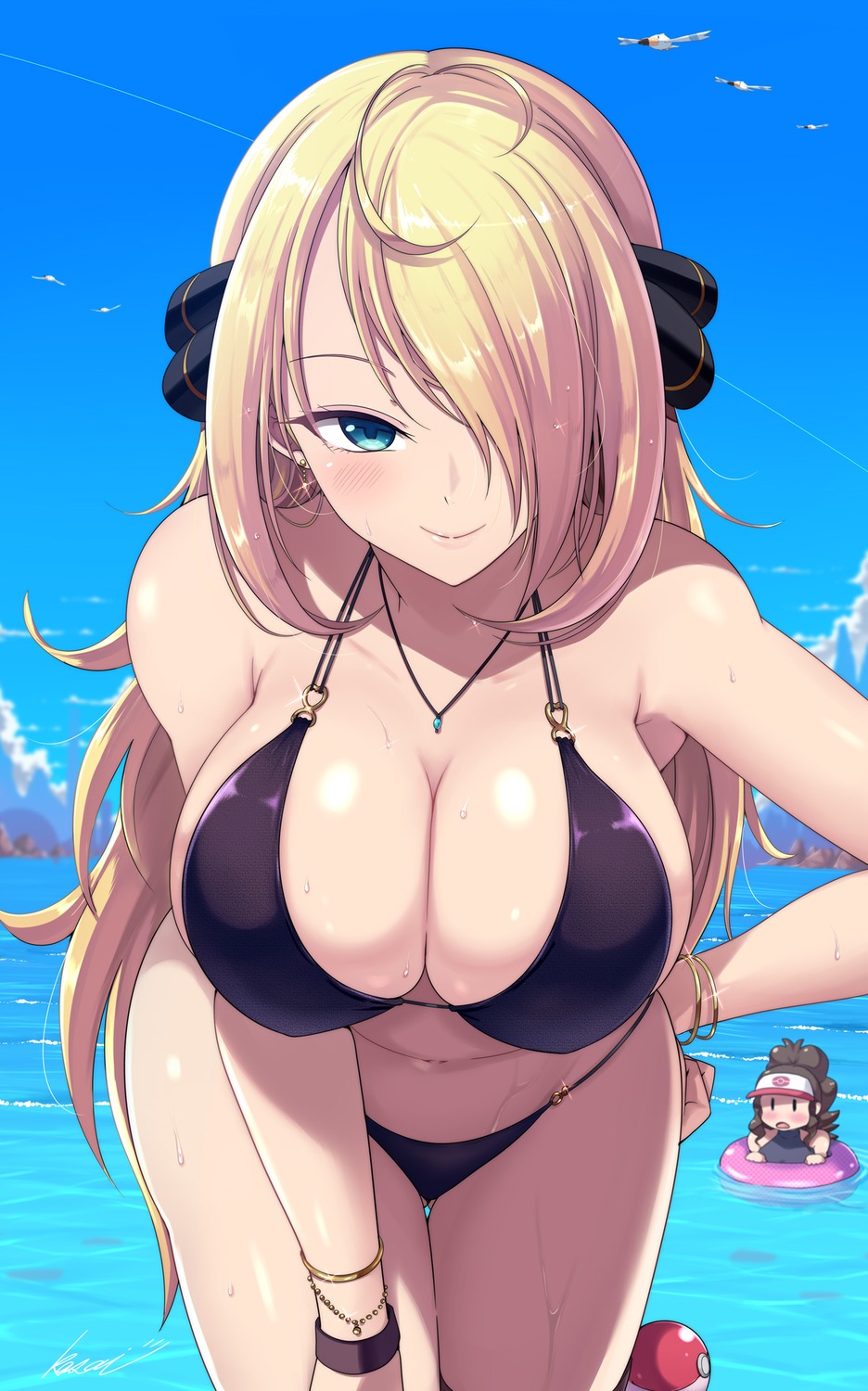 bikini kasai_shin pokemon pokemon_bdsp pokemon_dppt shirona_(pokemon) swimsuits