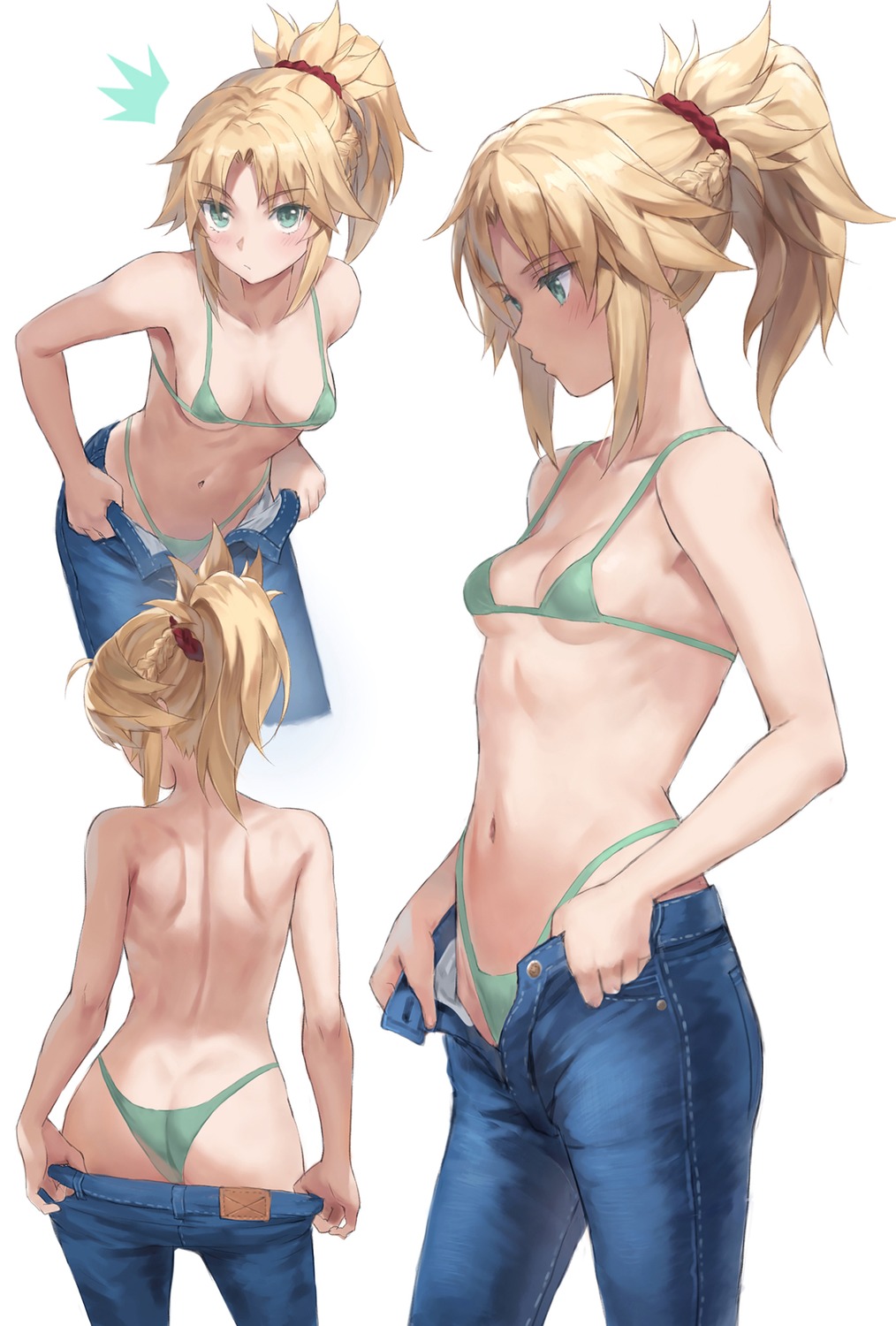 ass bikini fate/apocrypha fate/stay_night mordred_(fate) swimsuits thong tonee topless undressing