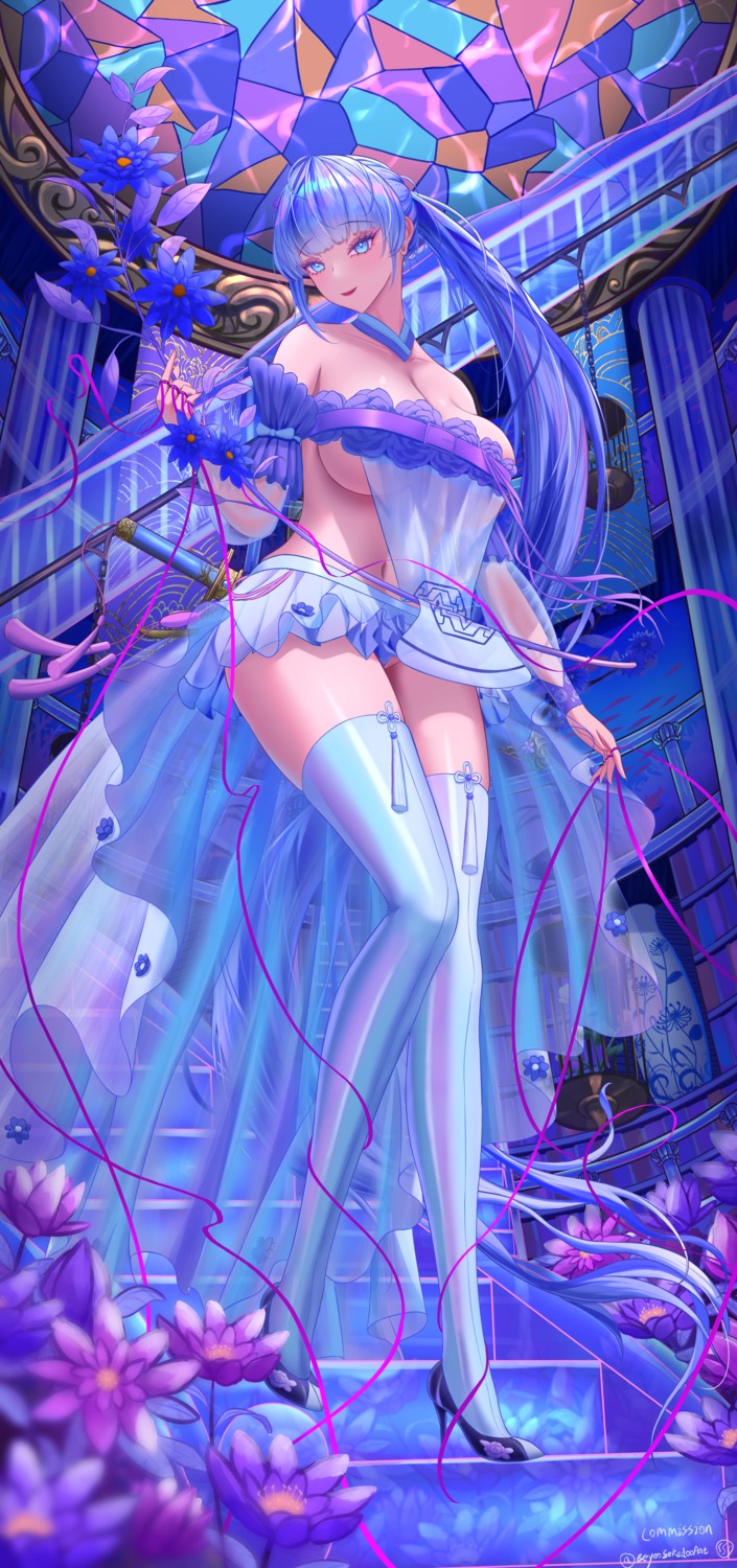 eeyoosekedooaat heels no_bra pantsu see_through seollim skirt_lift sword thighhighs thong