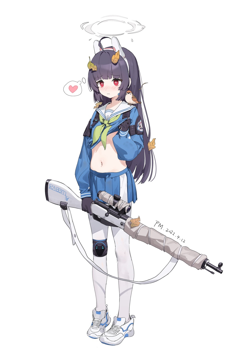 blue_archive guangsupaomian gun kasumizawa_miyu loli pantyhose seifuku shirt_lift