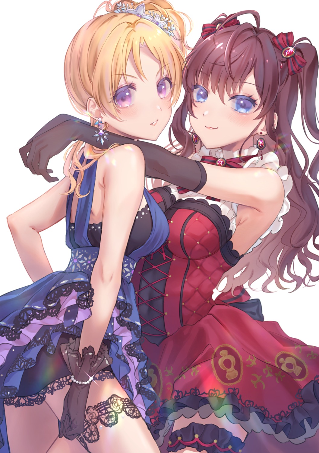 anoa ass cleavage dress garter ichinose_shiki kiryuu_tsukasa_(idolm@ster) no_bra the_idolm@ster the_idolm@ster_cinderella_girls the_idolm@ster_cinderella_girls_starlight_stage yuri