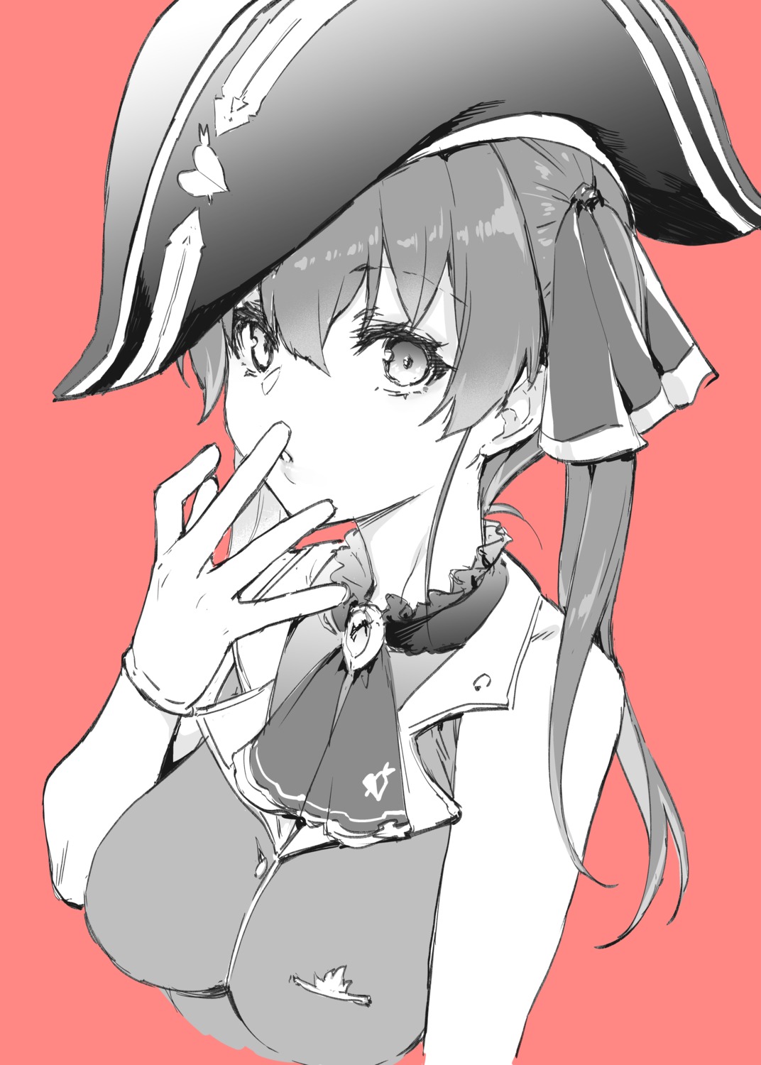 hololive houshou_marine monochrome mushi024 pirate sketch