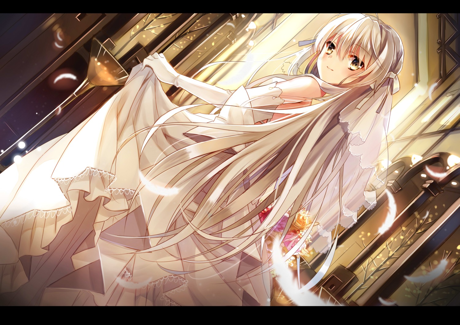 dress jiji_(381134808) kasugano_sora see_through skirt_lift wedding_dress yosuga_no_sora