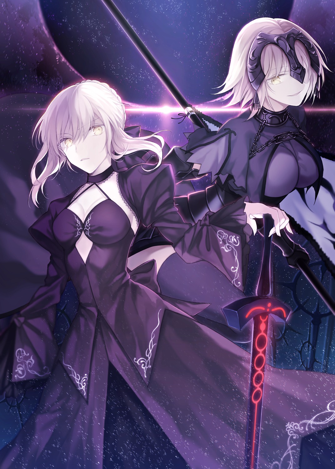 armor cleavage dress fate/grand_order jeanne_d'arc jeanne_d'arc_(alter)_(fate) saber saber_alter sword weapon wowishi