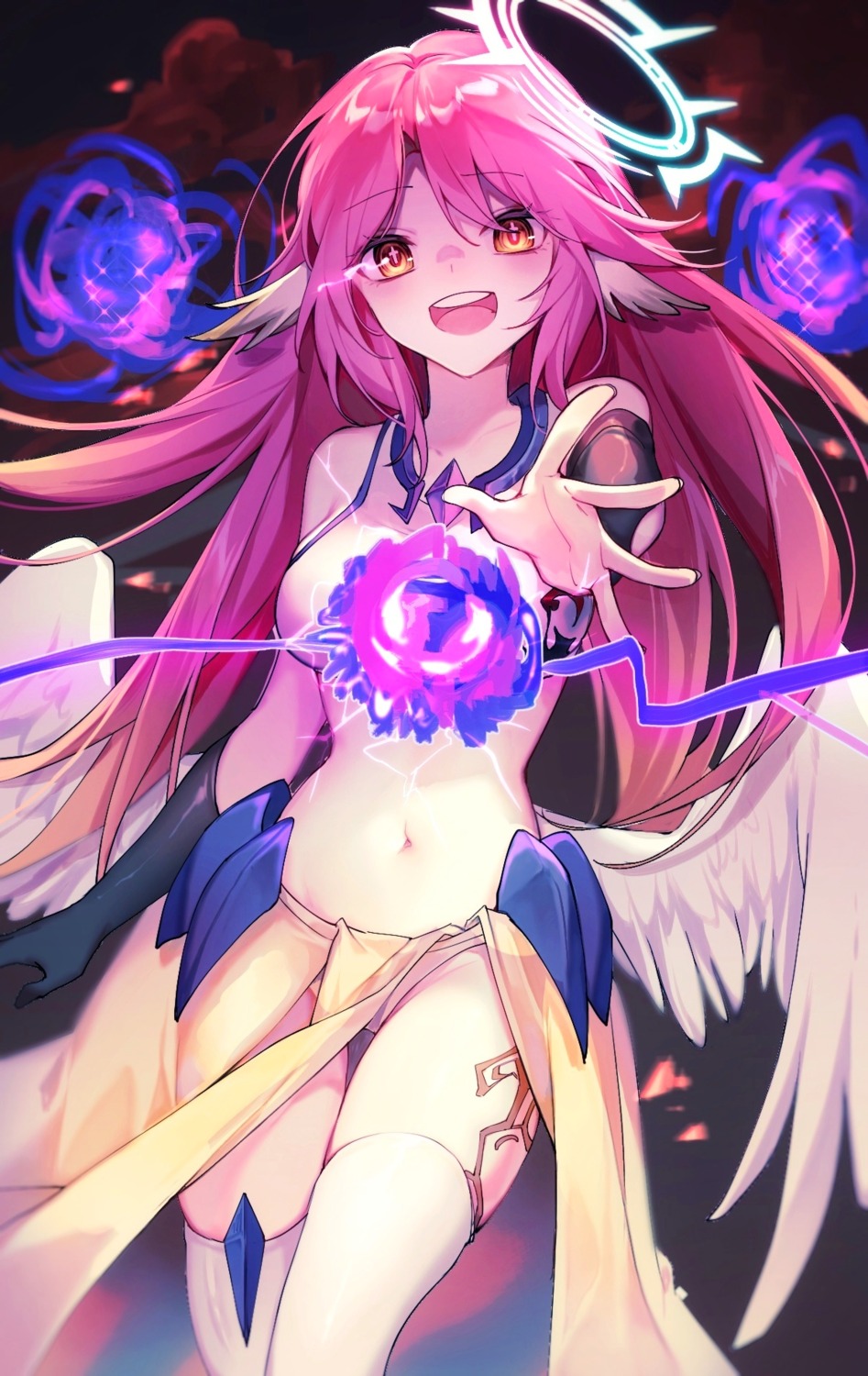 angel jibril_(no_game_no_life) no_bra no_game_no_life pantsu tattoo thighhighs wings yunweishukuang