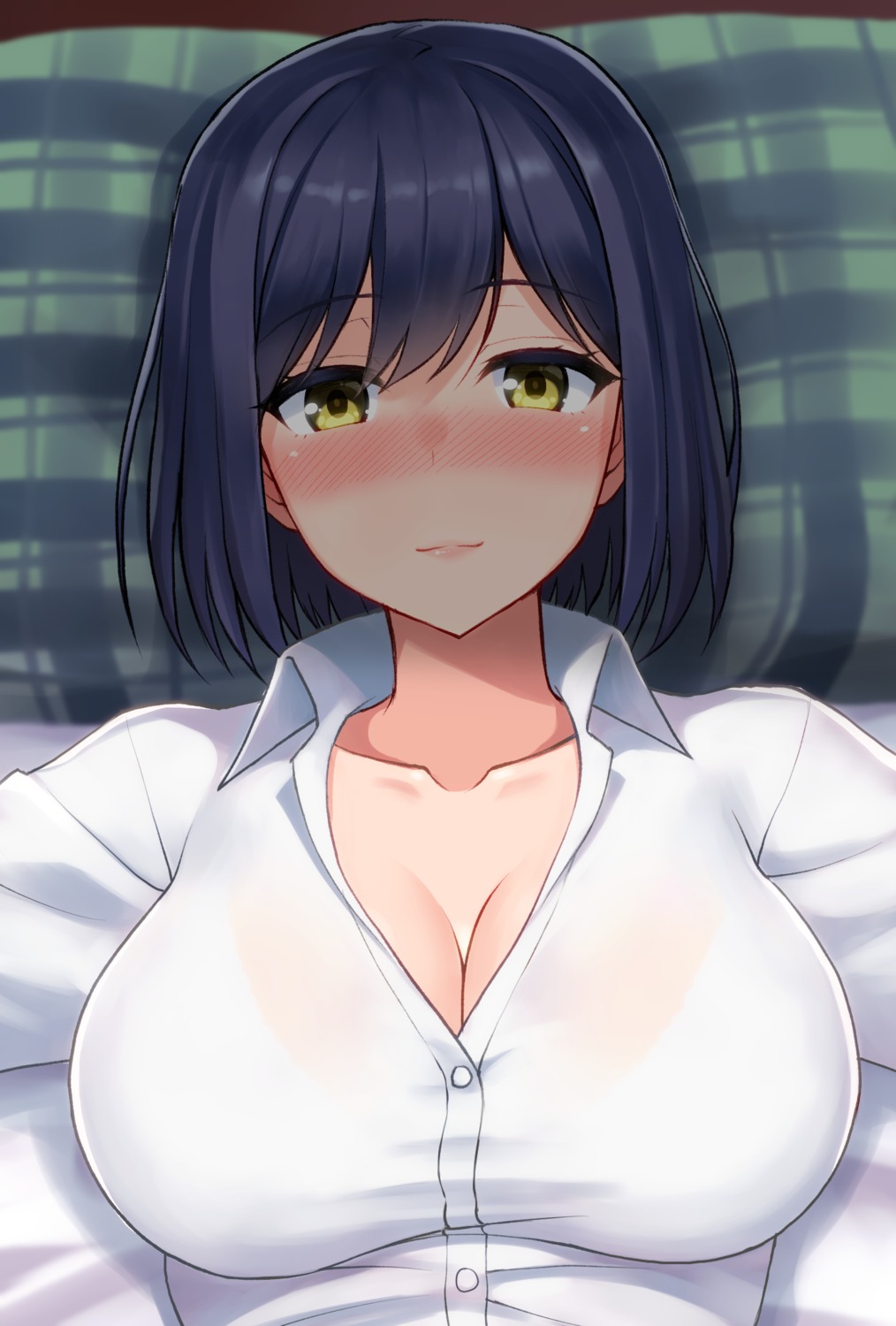 bra cleavage dress_shirt hormone_koijirou nijisanji open_shirt see_through shizuka_rin