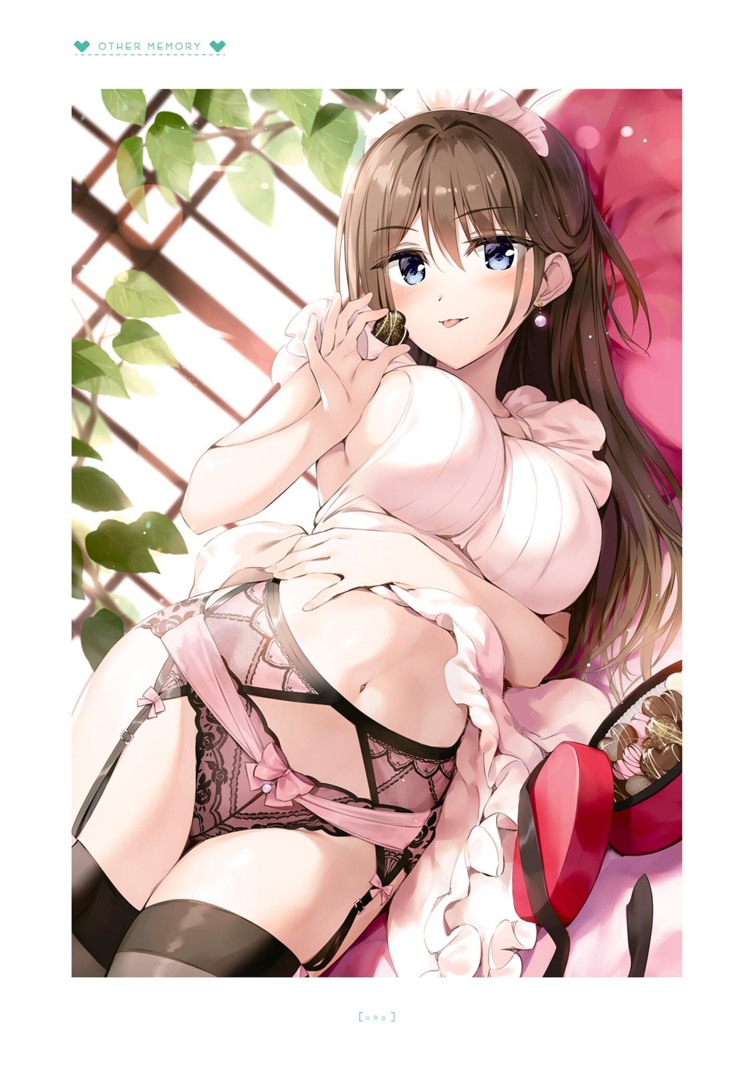 boku_no_kanojo_sensei fujiki_maka garter_belt lingerie maid no_bra oryou pantsu skirt_lift stockings thighhighs valentine