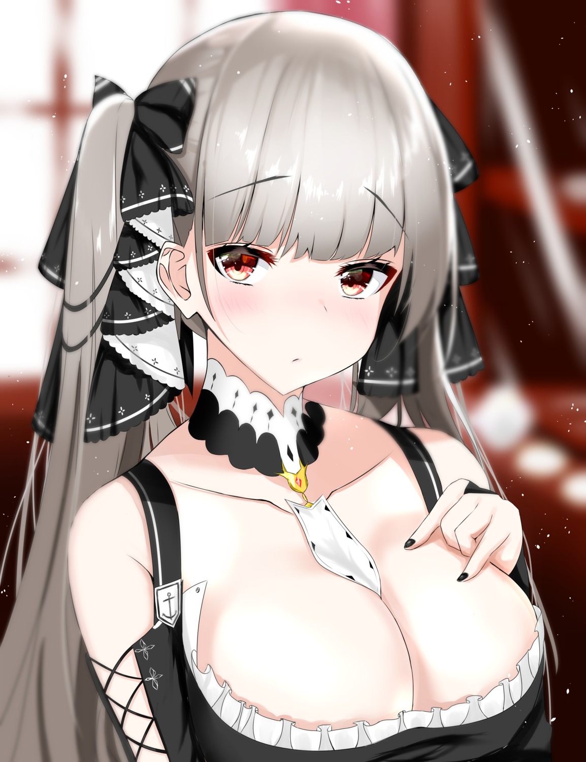 azur_lane breast_hold cleavage formidable_(azur_lane) gothic_lolita lolita_fashion nephthys2356 no_bra