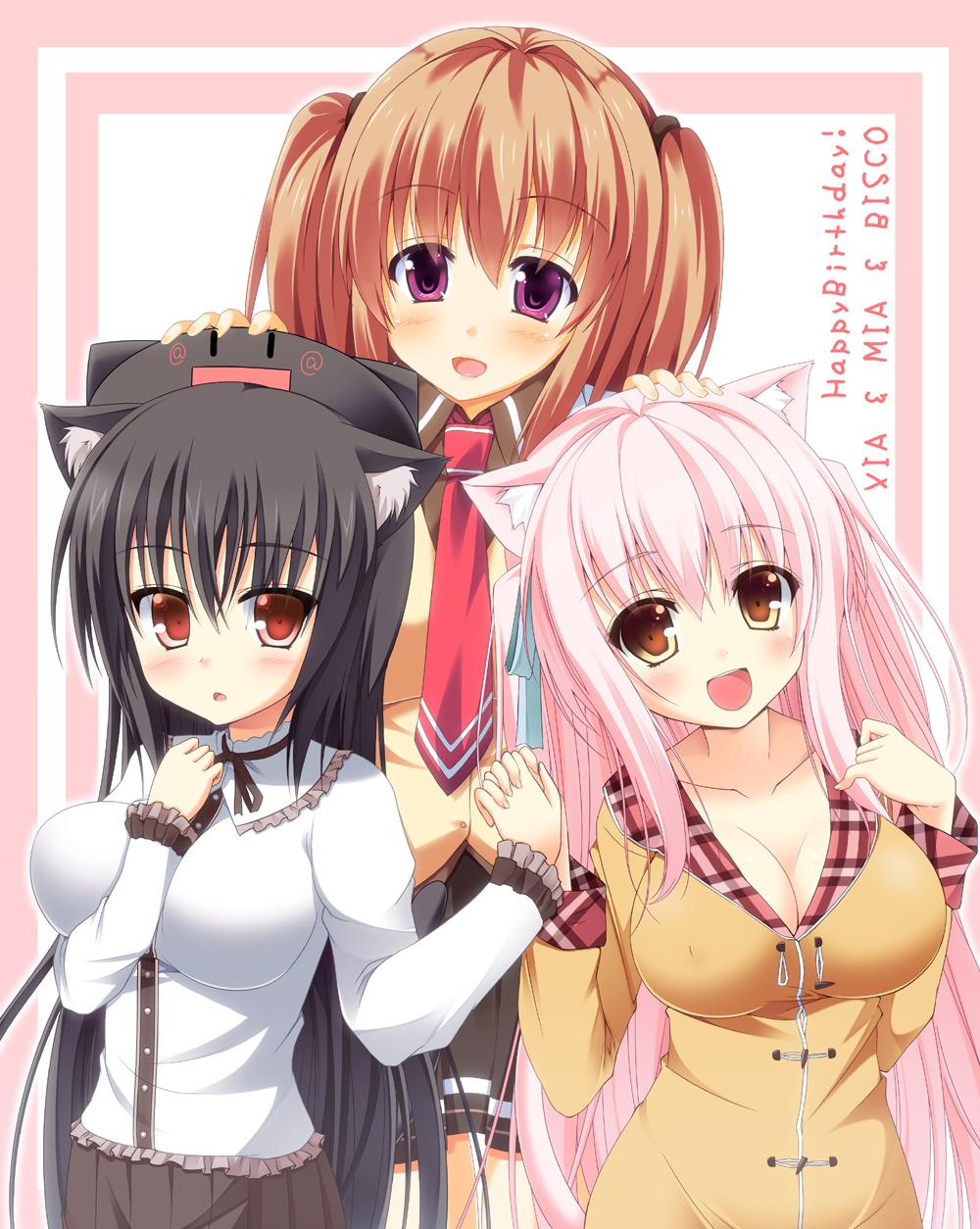 animal_ears cassini_m_bisuko cleavage mia_flatpaddy nekomimi shia_flatpaddy shirasu_youichi tail