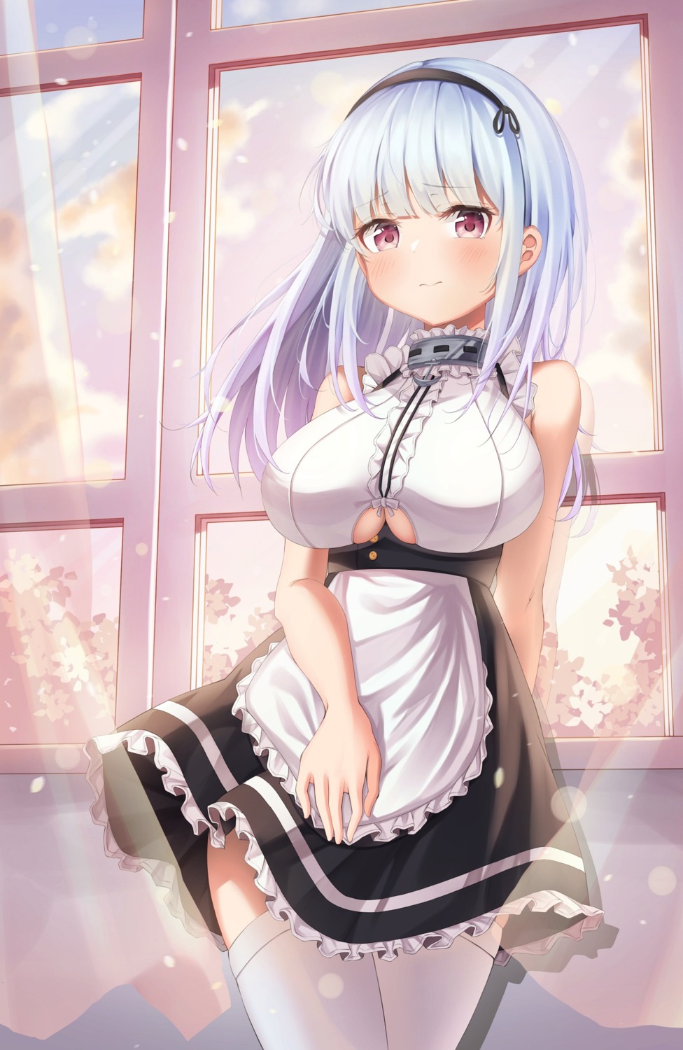 azur_lane dido_(azur_lane) maid sayu_(mini_2704) skirt_lift thighhighs