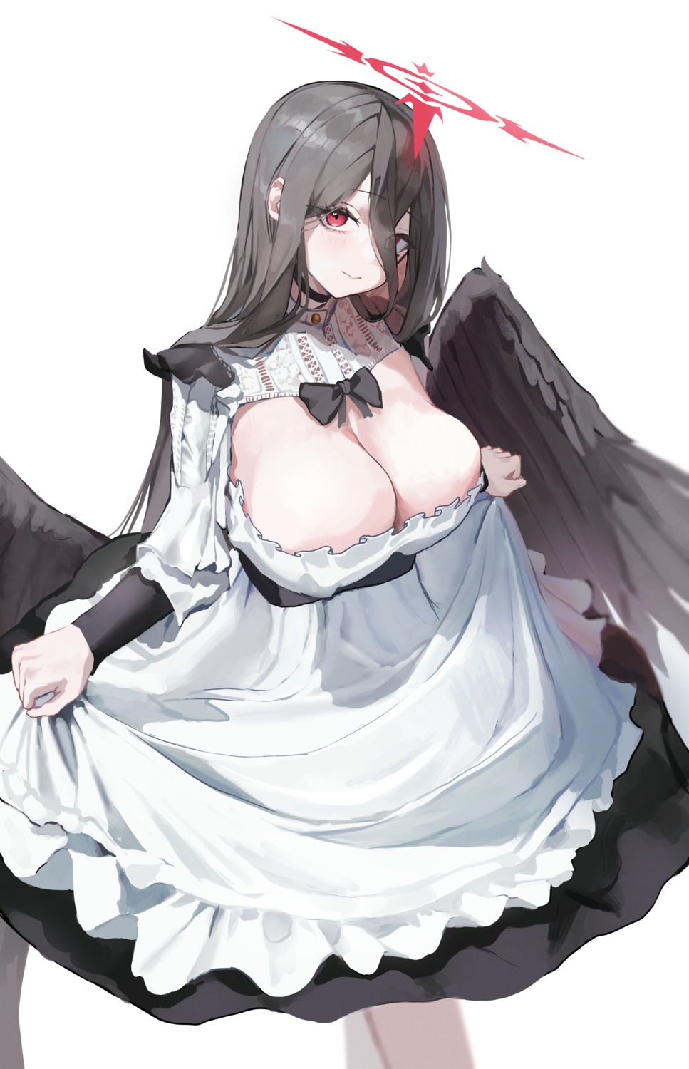 angel blue_archive dotthebot hanekawa_hasumi maid no_bra wings