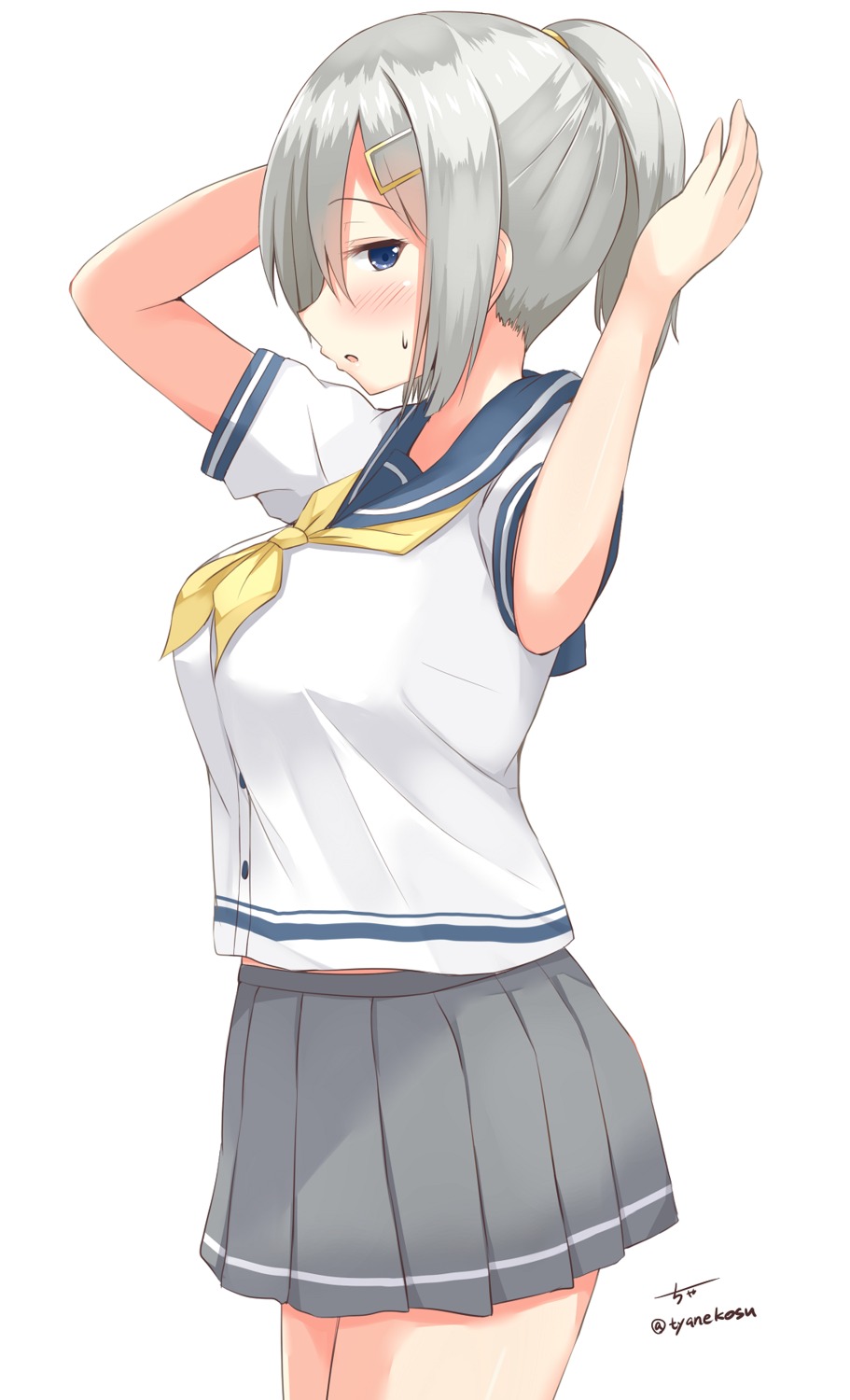 chaa_(koroneeze) hamakaze_(kancolle) kantai_collection seifuku