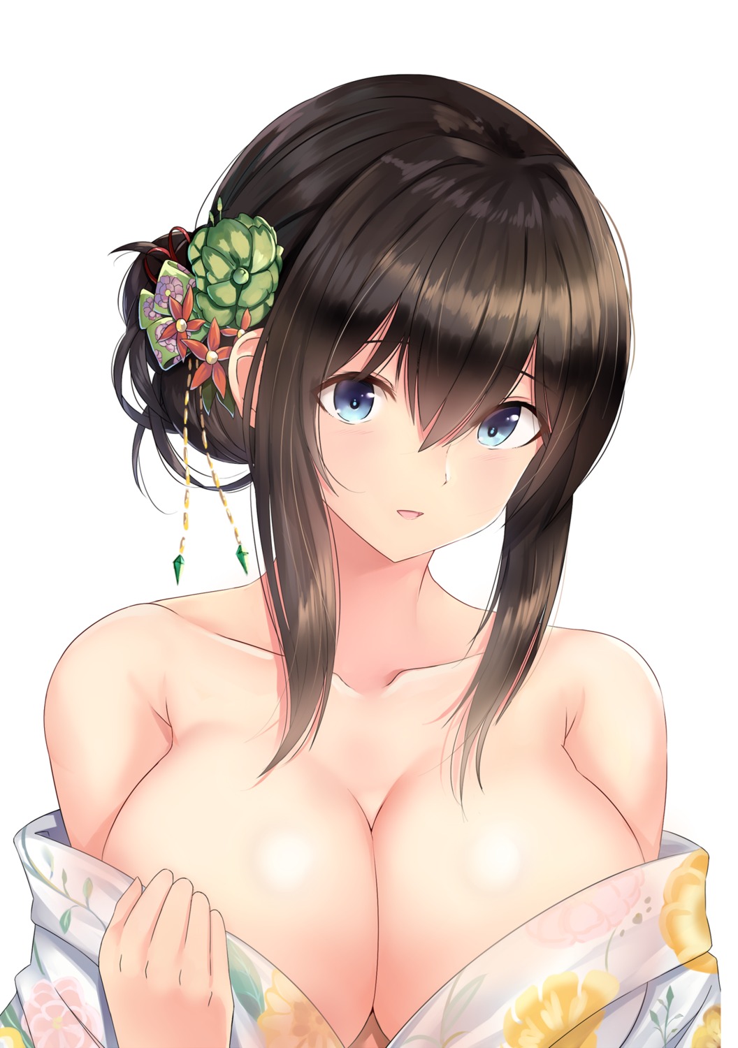 cleavage i.f.s.f no_bra open_shirt sagisawa_fumika the_idolm@ster the_idolm@ster_cinderella_girls undressing yukata