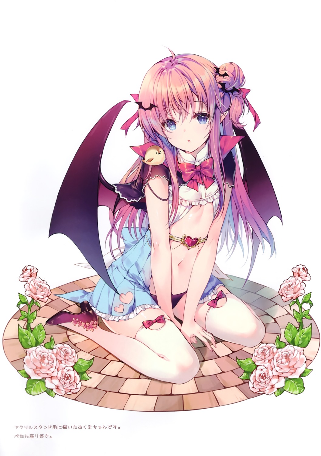 heels miwabe_sakura no_bra pantsu pion pointy_ears thighhighs wings