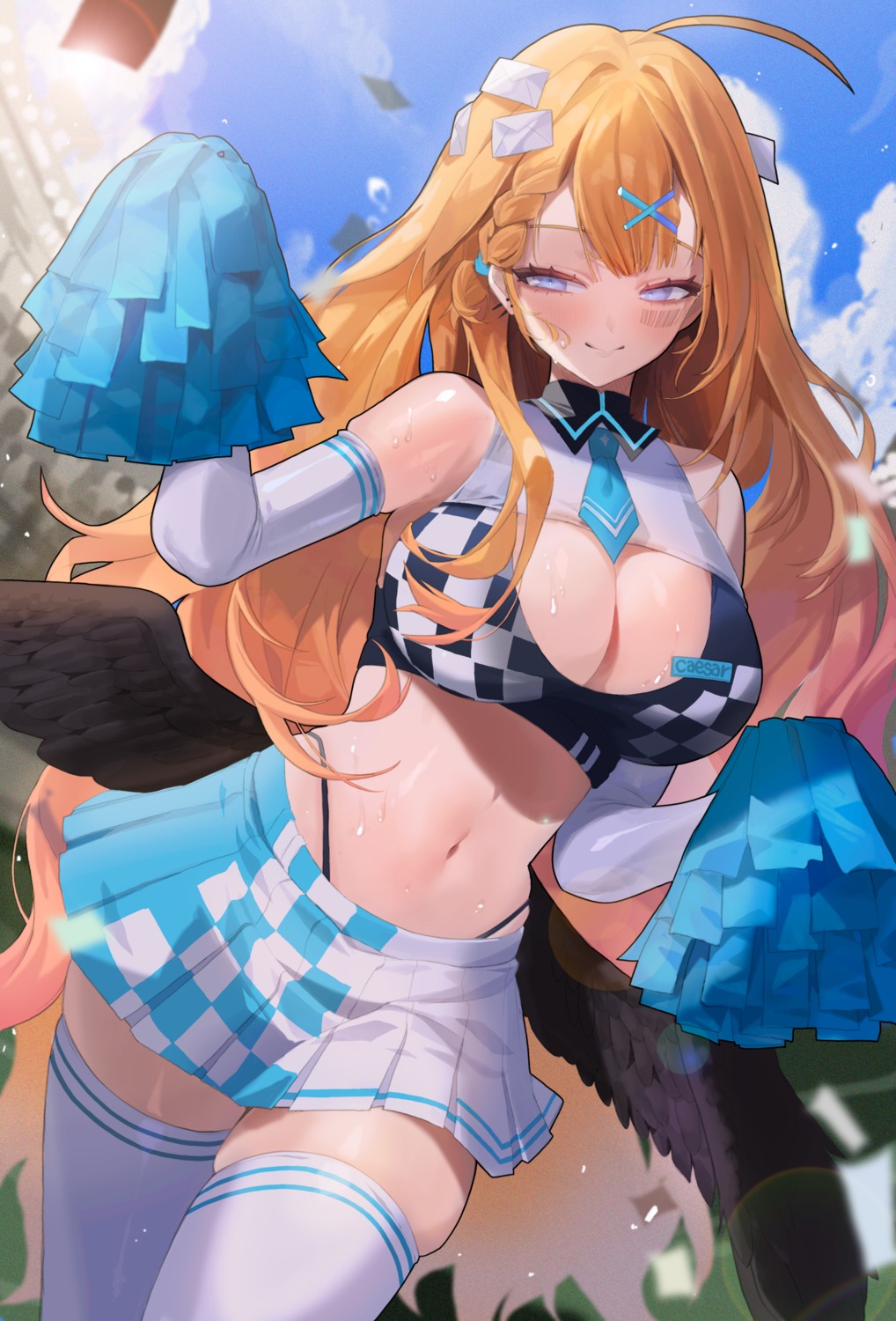 cheerleader no_bra rima thighhighs wings