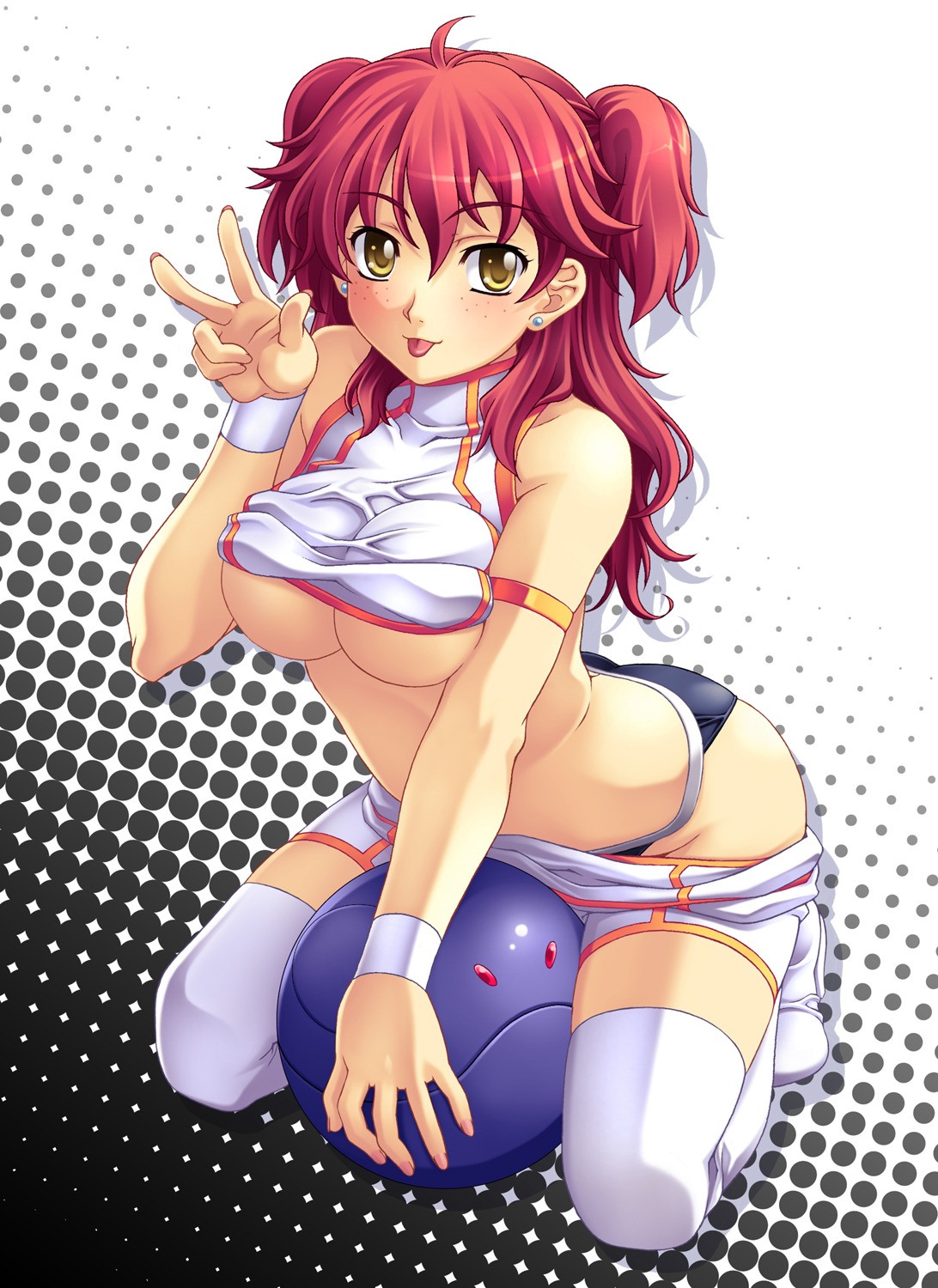 chou_yoriyuki gundam gundam_00 haro nena_trinity no_bra pantsu shirt_lift thighhighs underboob