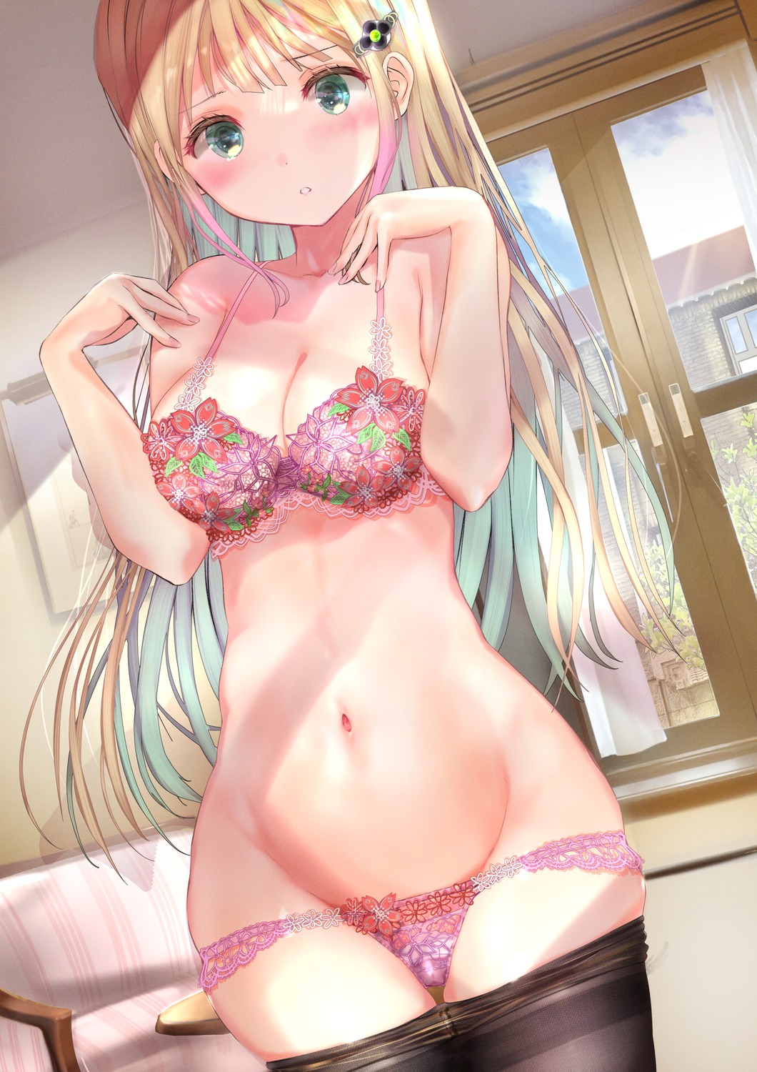 bra lingerie ogata_tei pantsu panty_pull pantyhose