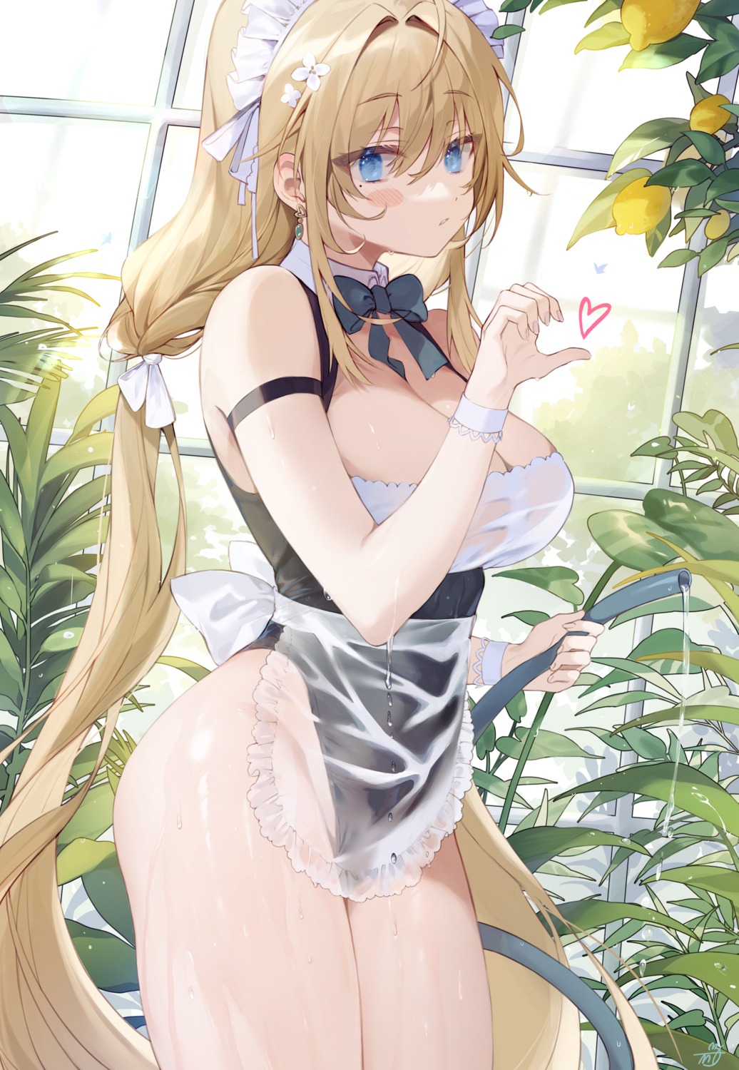 maid see_through soitsu_(alb) swimsuits timy wet wet_clothes