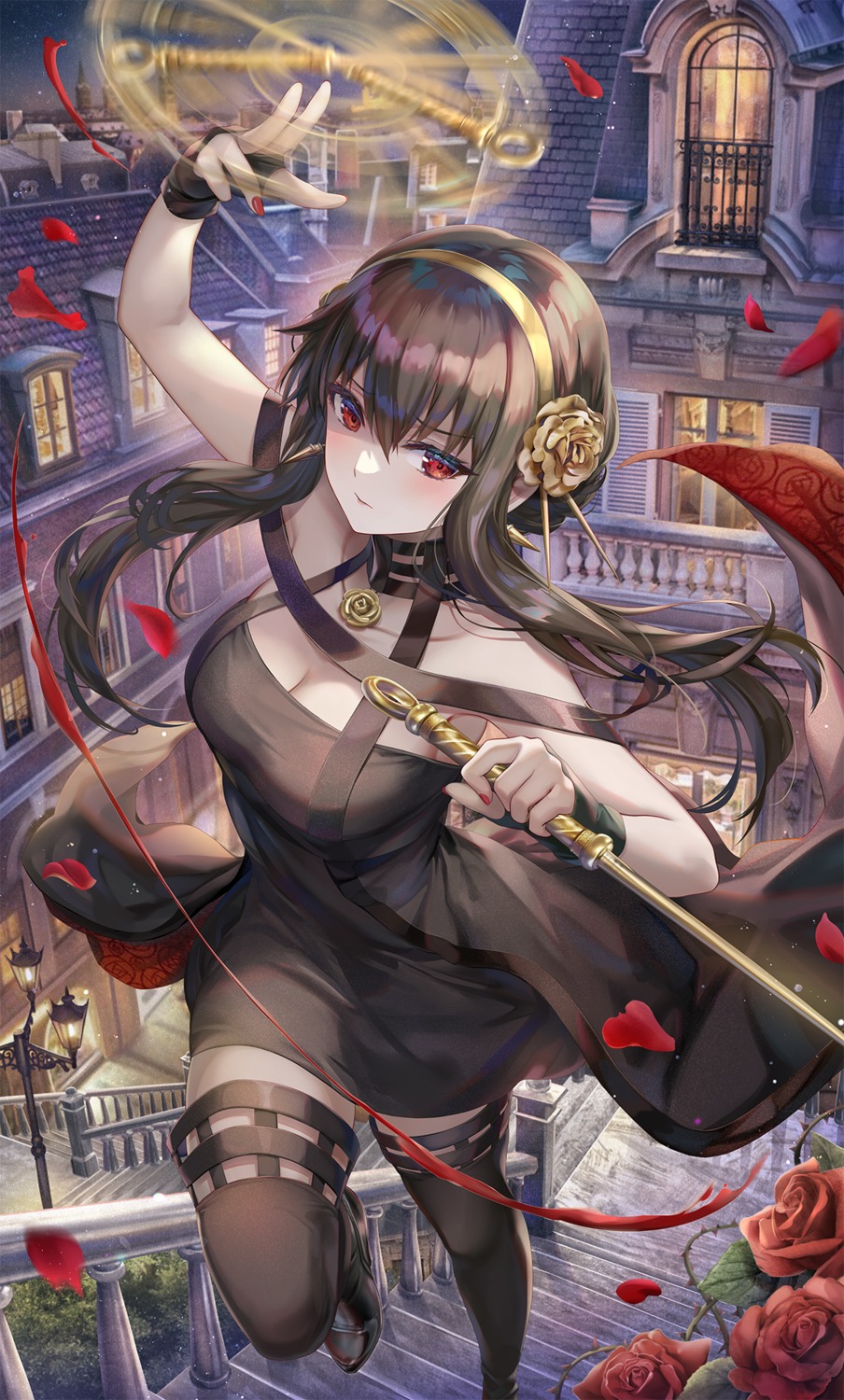 cleavage dress skirt_lift spy_x_family thighhighs torino_akua weapon yor_briar