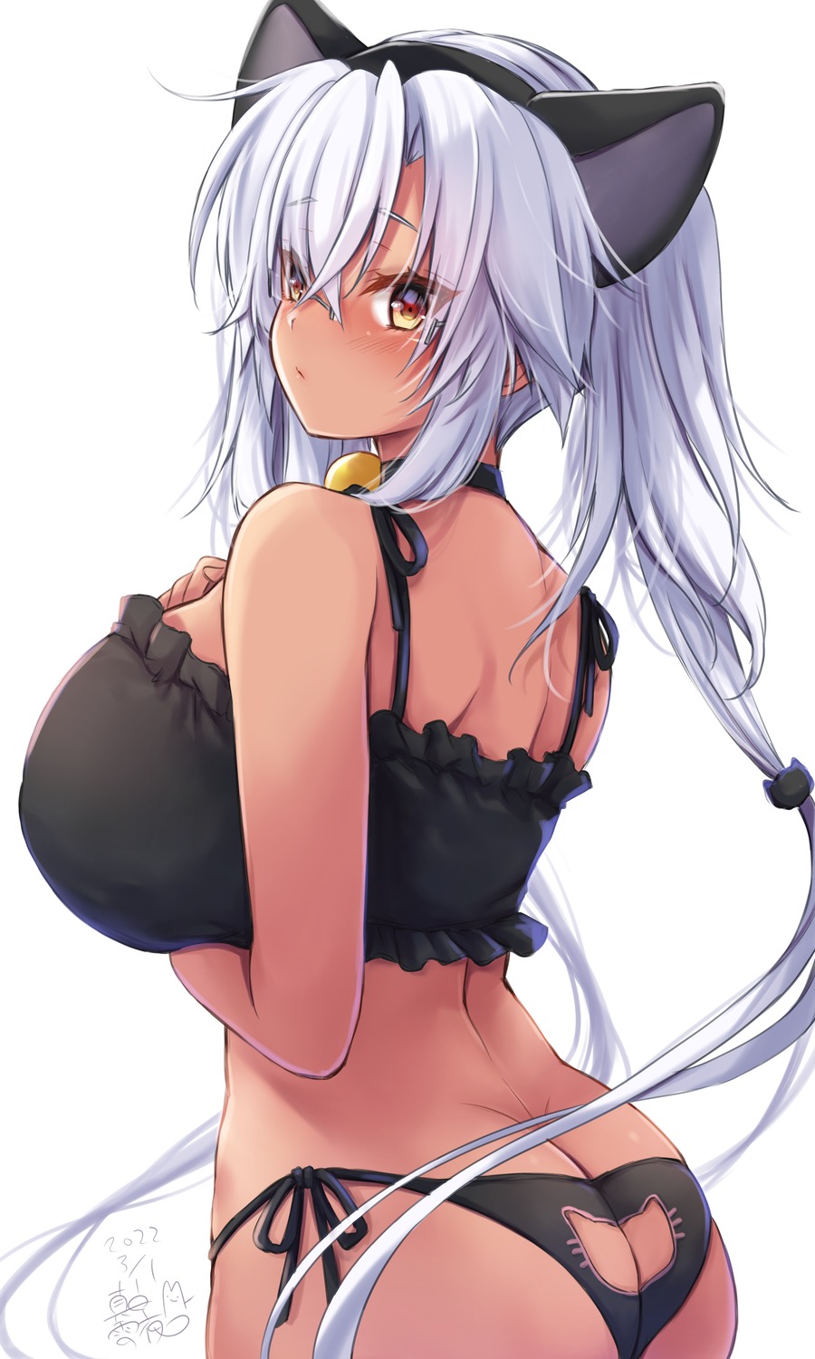 animal_ears ass bra kantai_collection lingerie mashiro_yukiya megane musashi_(kancolle) nekomimi pantsu string_panties