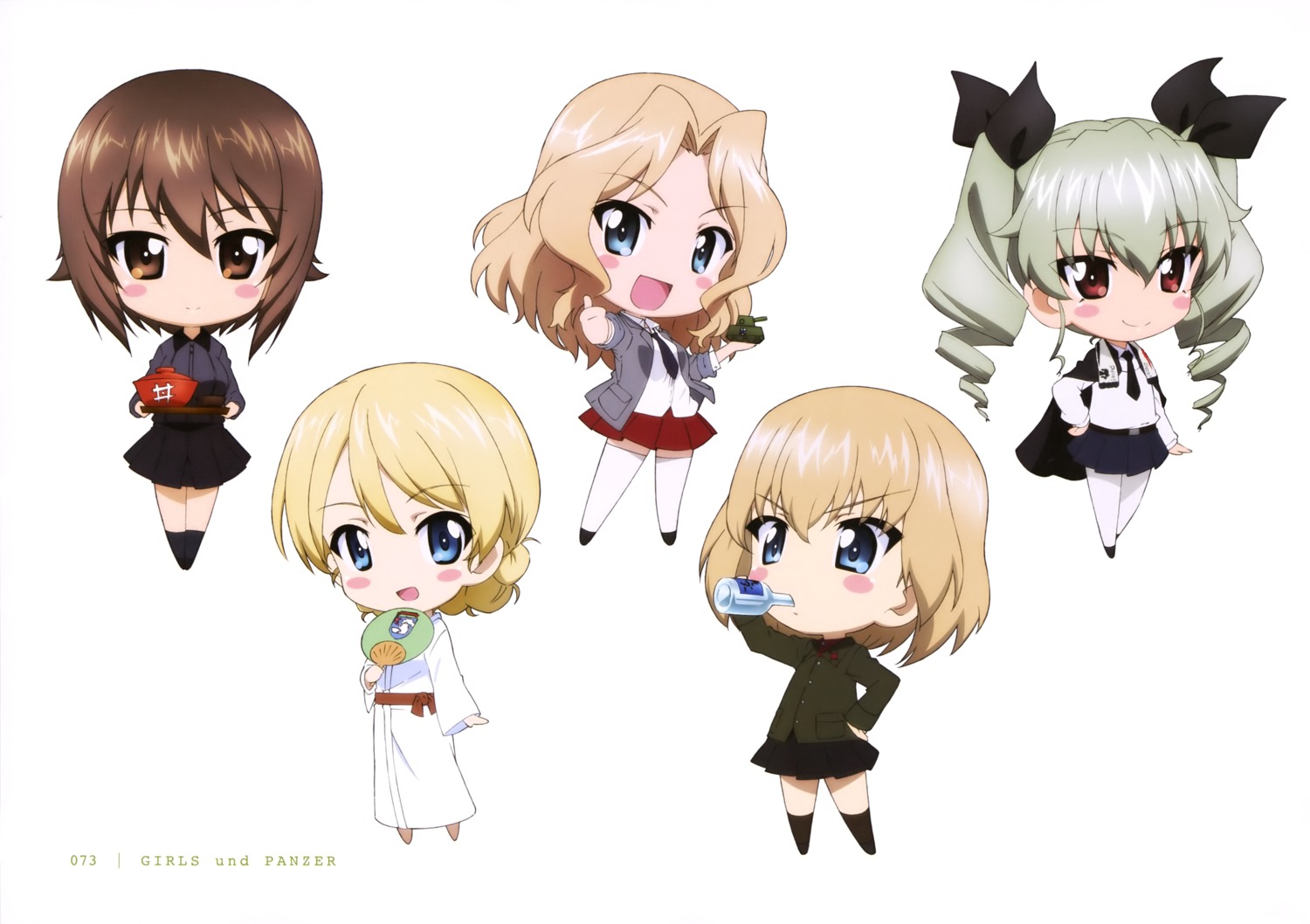 Girls Und Panzer Anchovy Darjeeling Katyusha Kay Girls Und Panzer Nishizumi Maho Chibi Pantyhose Thighhighs Uniform Yukata Yande Re