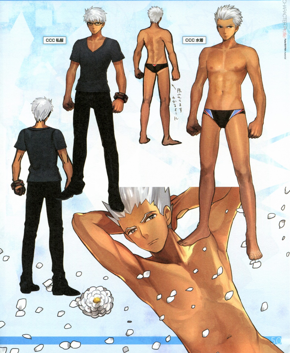 archer fate/extra fate/extra_ccc fate/stay_night male paper_texture type-moon wada_rco
