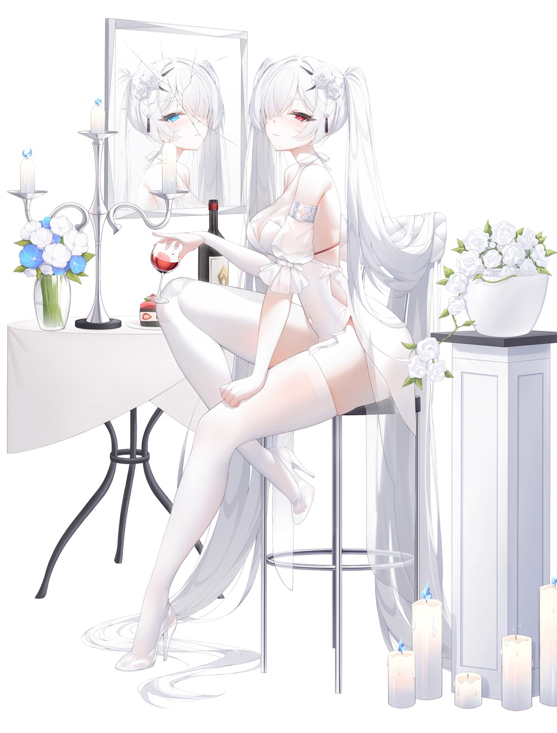 cinderella_(nikke) dress heels infinity_(kkx132) nikke_the_goddess_of_victory no_bra see_through stockings thighhighs