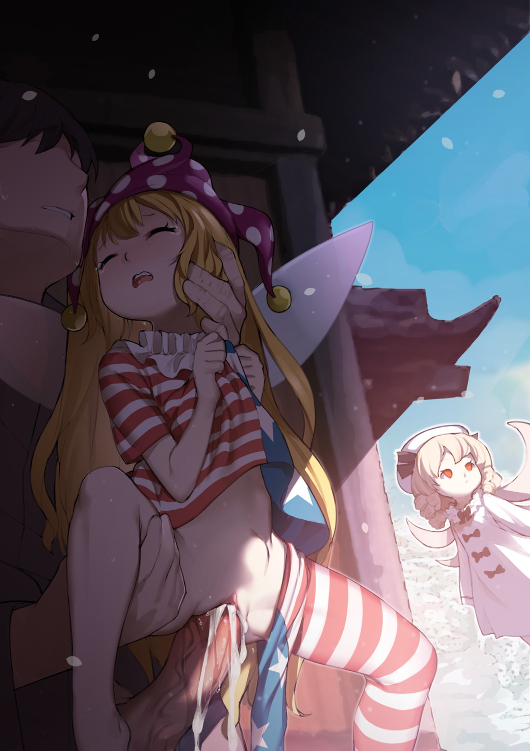 aoi_tsunami clownpiece cum loli luna_child nopan pantyhose penis pussy sex skirt_lift touhou uncensored wings