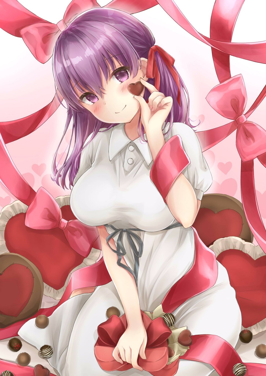 breast_hold dress fate/stay_night matou_sakura mikujin_(mikuzin24) valentine