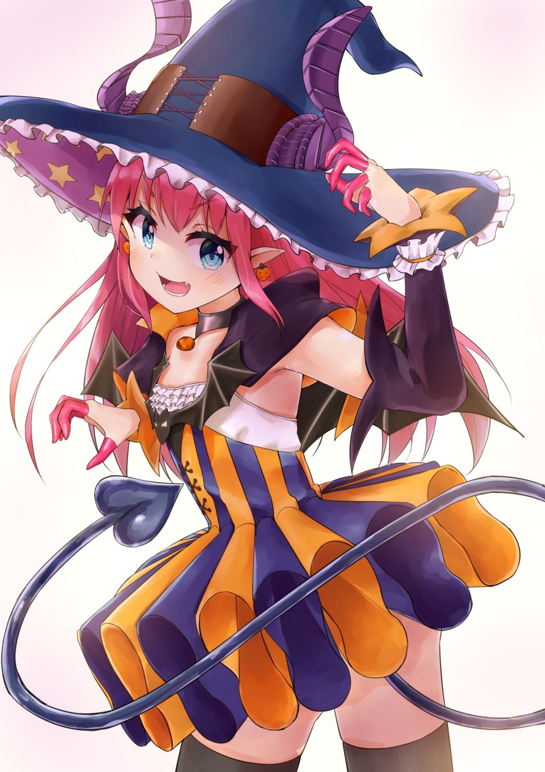 dress elizabeth_bathory fate/extra fate/extra_ccc fate/stay_night halloween horns pointy_ears racchi. tail thighhighs witch