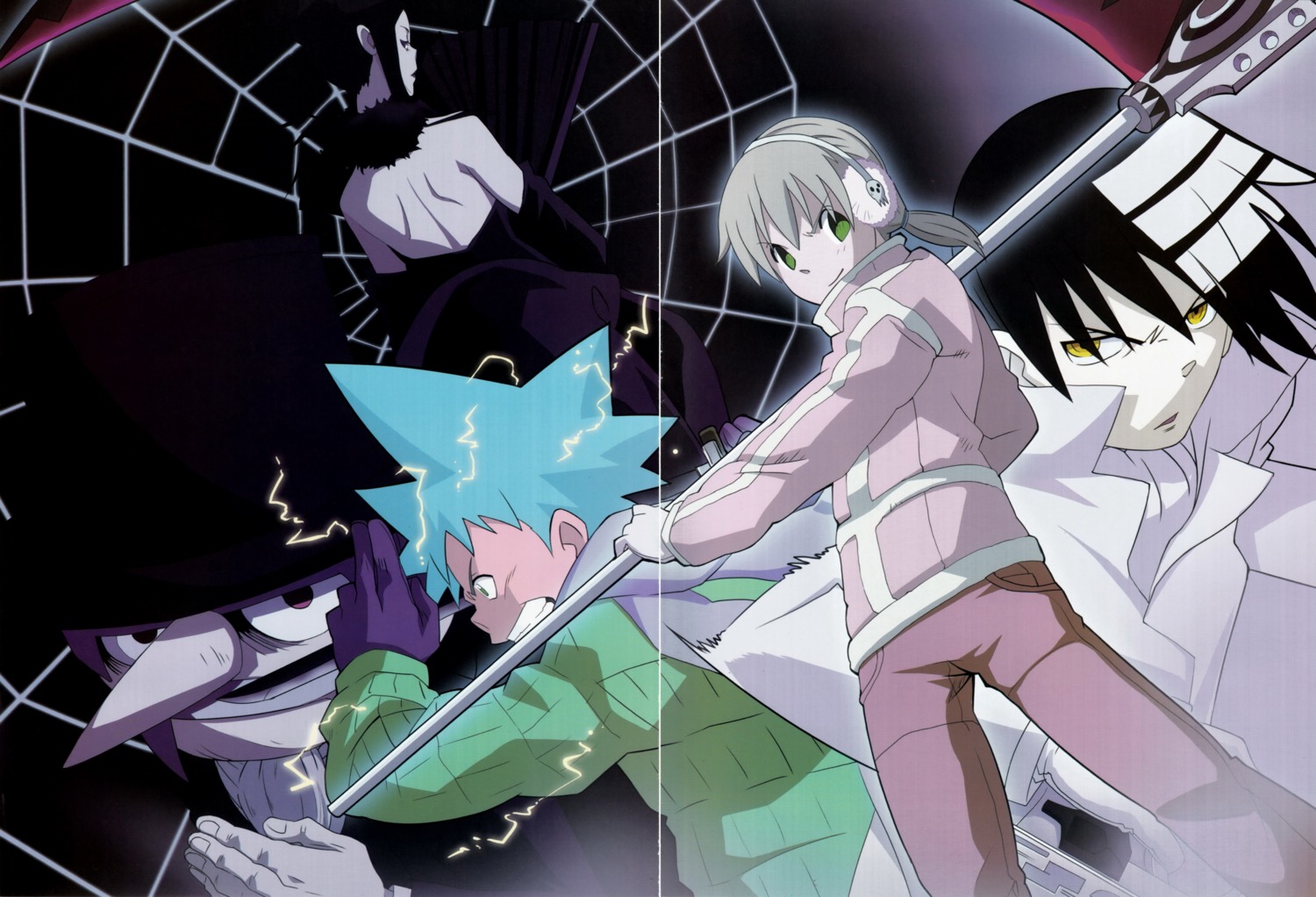 arachne_(soul_eater) black_star crease death_the_kid maka_albarn mosquito screening soul_eater soul_eater_(character)