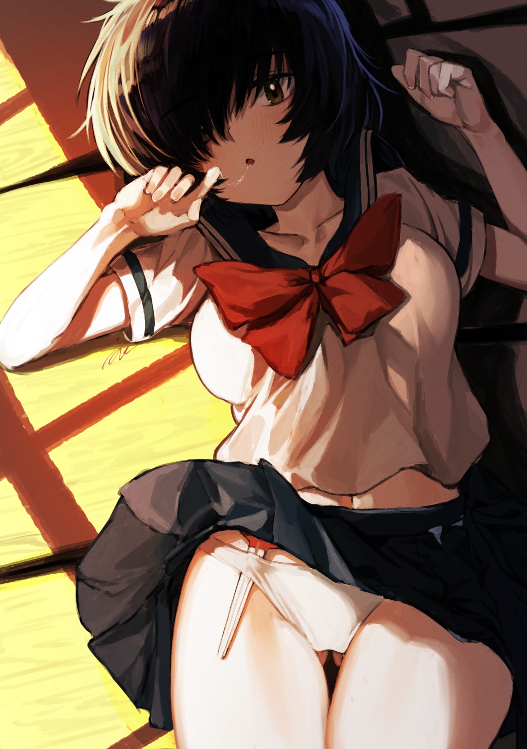 marse_(rokudaime) nazo_no_kanojo_x pantsu seifuku skirt_lift urabe_mikoto