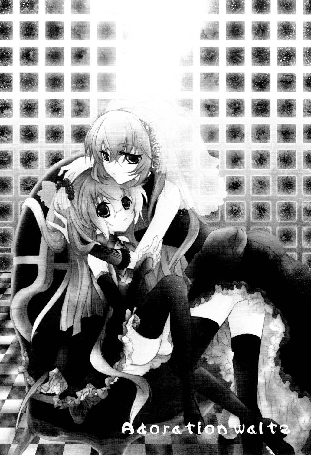 chocolate_macaron monochrome vocaloid yoshizawa_vanilla