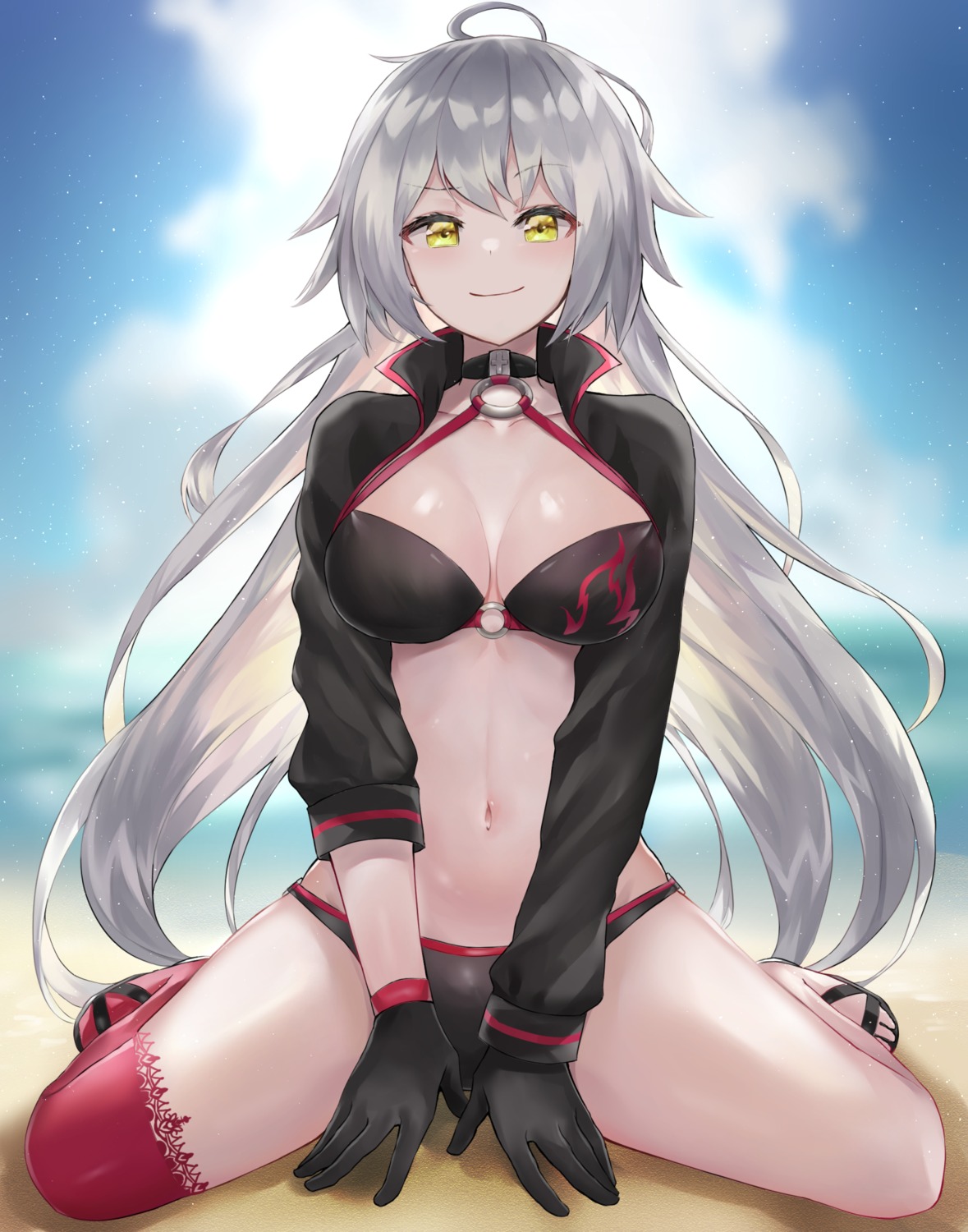 bikini cleavage fate/grand_order jeanne_d'arc jeanne_d'arc_(alter)_(fate) rice_(okome_no_naru_ki) swimsuits thighhighs