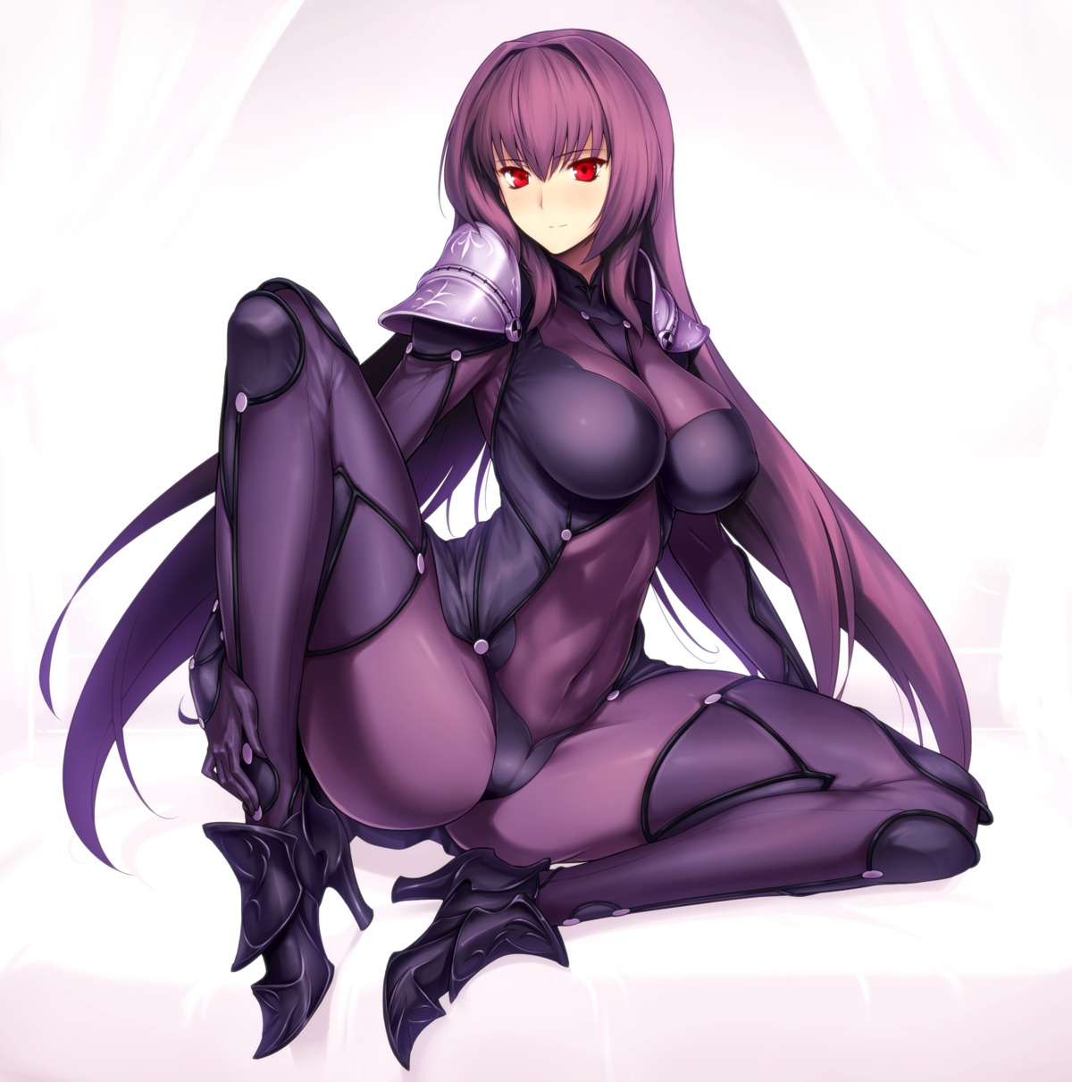bodysuit cameltoe erect_nipples fate/grand_order halcon heels no_bra scathach_(fate/grand_order) thighhighs