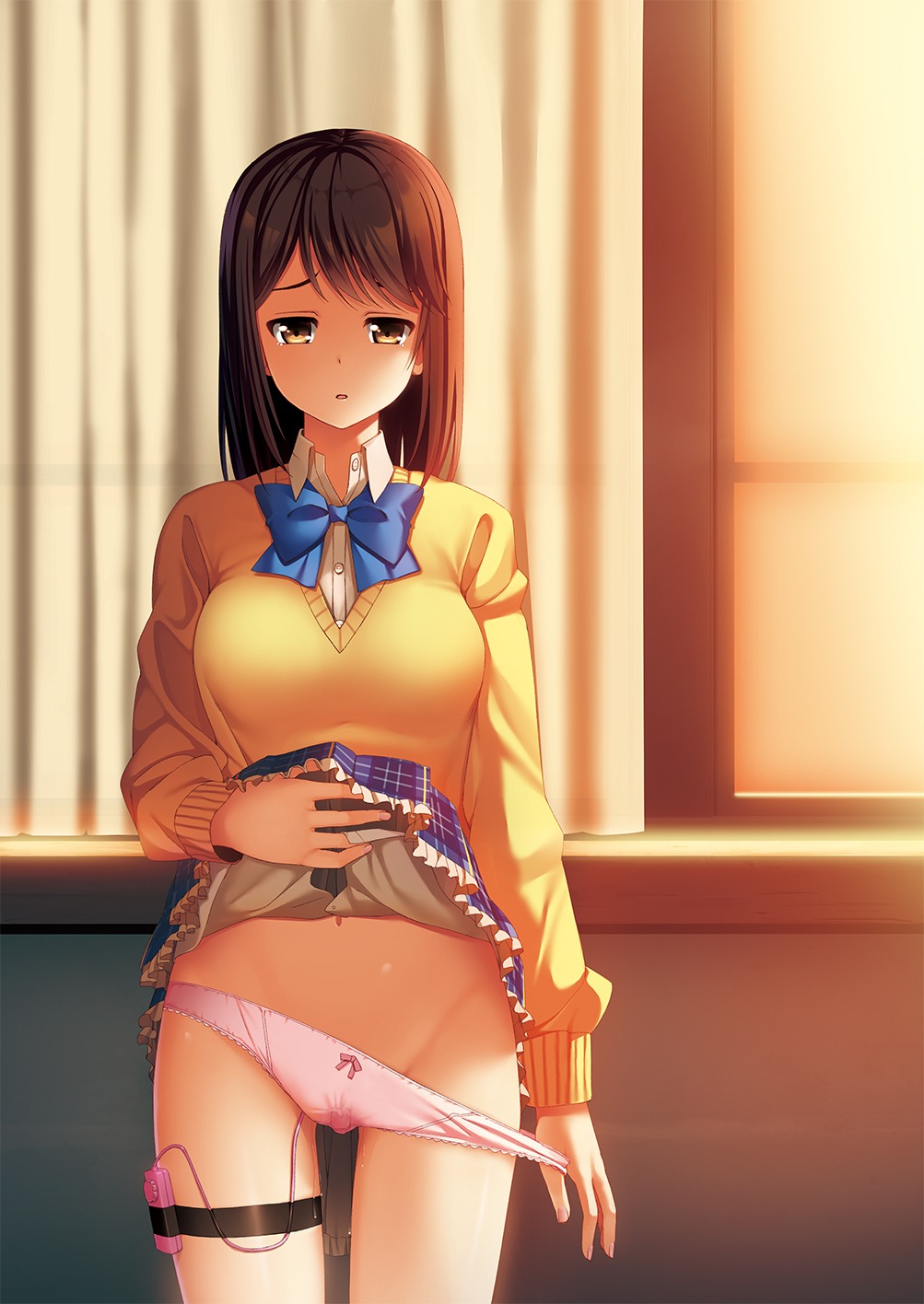 ashizuki girlfriend_(kari) pantsu panty_pull pussy_juice seifuku shiina_kokomi skirt_lift vibrator