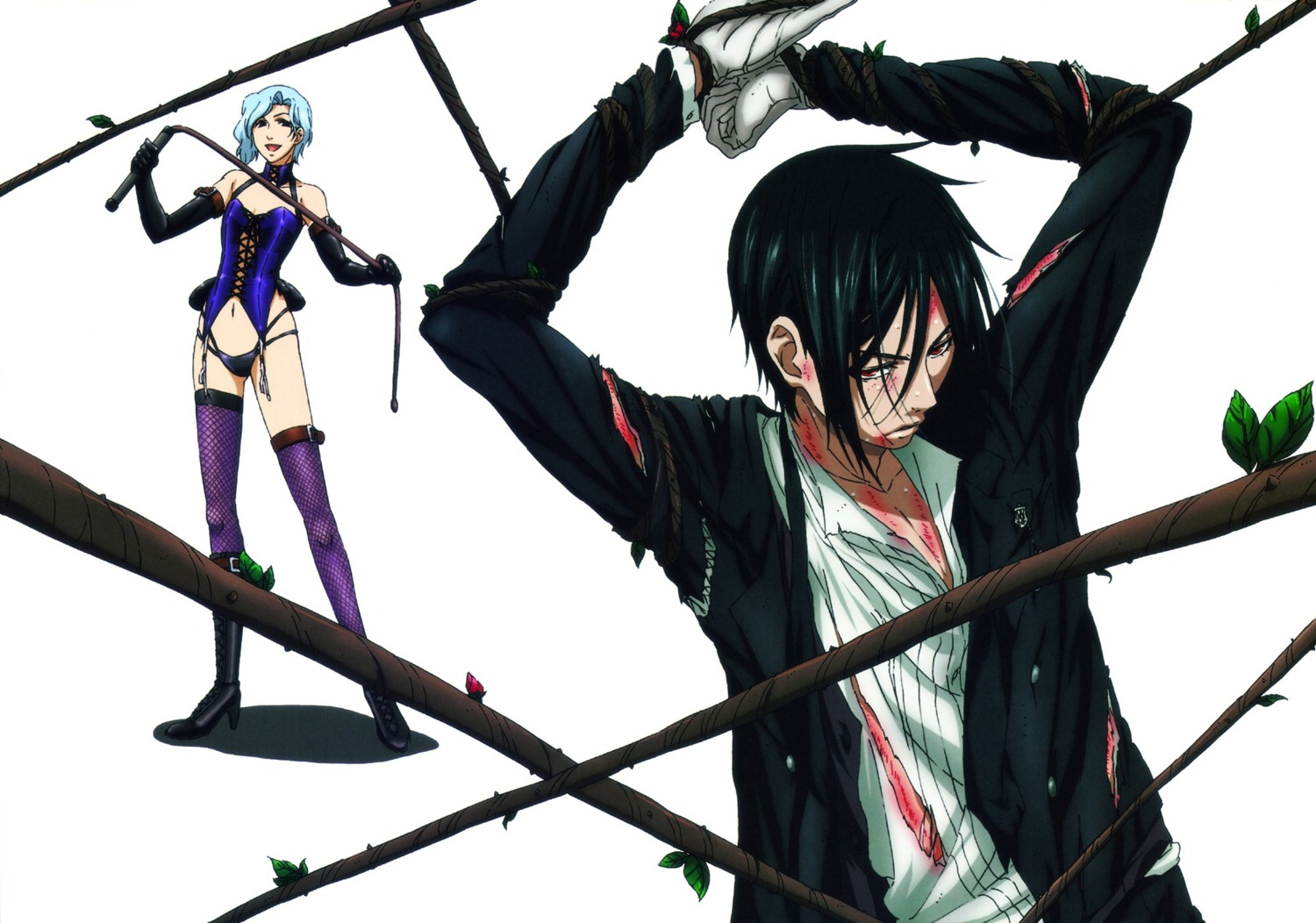 blood bondage kuroshitsuji sebastian_michaelis torn_clothes