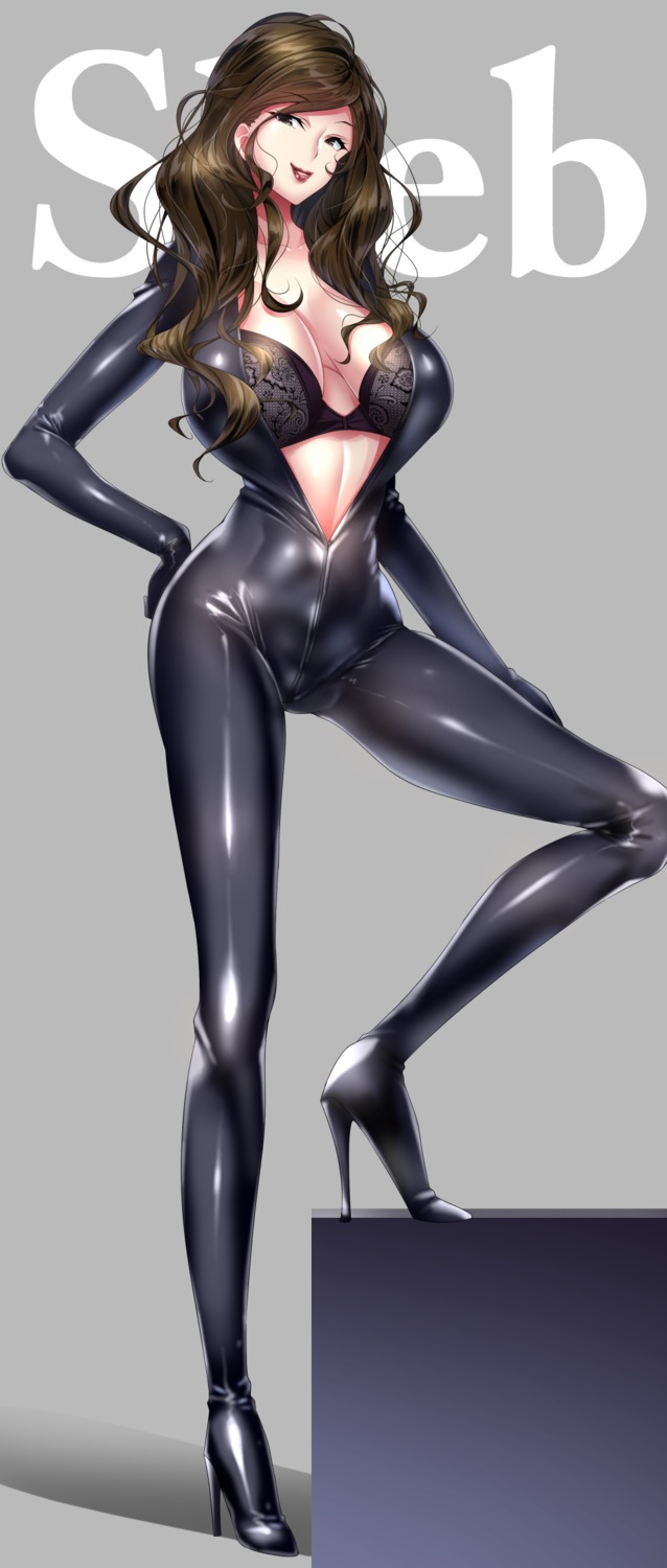 bodysuit bra heels open_shirt sasakuma_kyouta