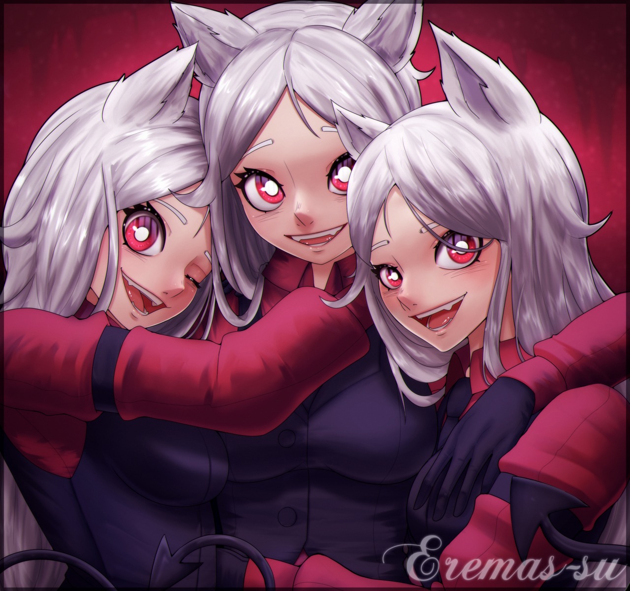 animal_ears cerberus_(helltaker) devil eremas-su helltaker tail