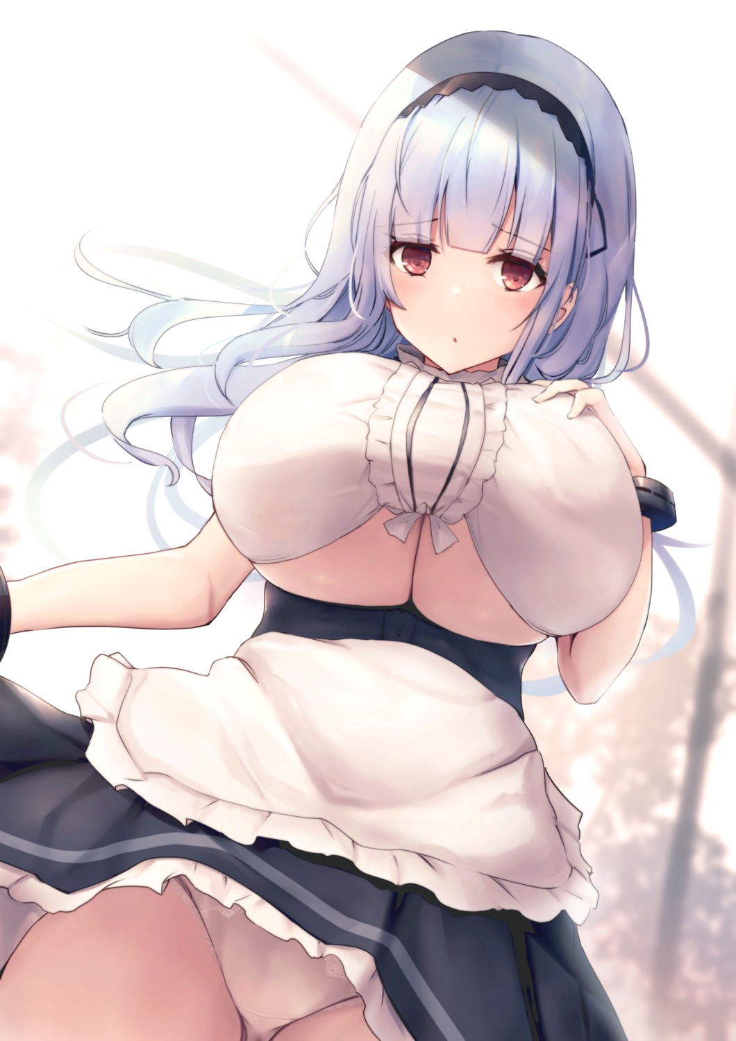 azur_lane dido_(azur_lane) liya maid no_bra pantsu skirt_lift underboob