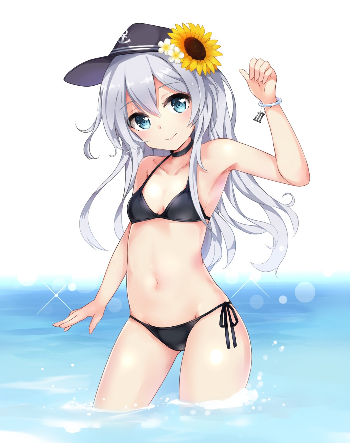 bikini cleavage colis hibiki_(kancolle) kantai_collection swimsuits wet