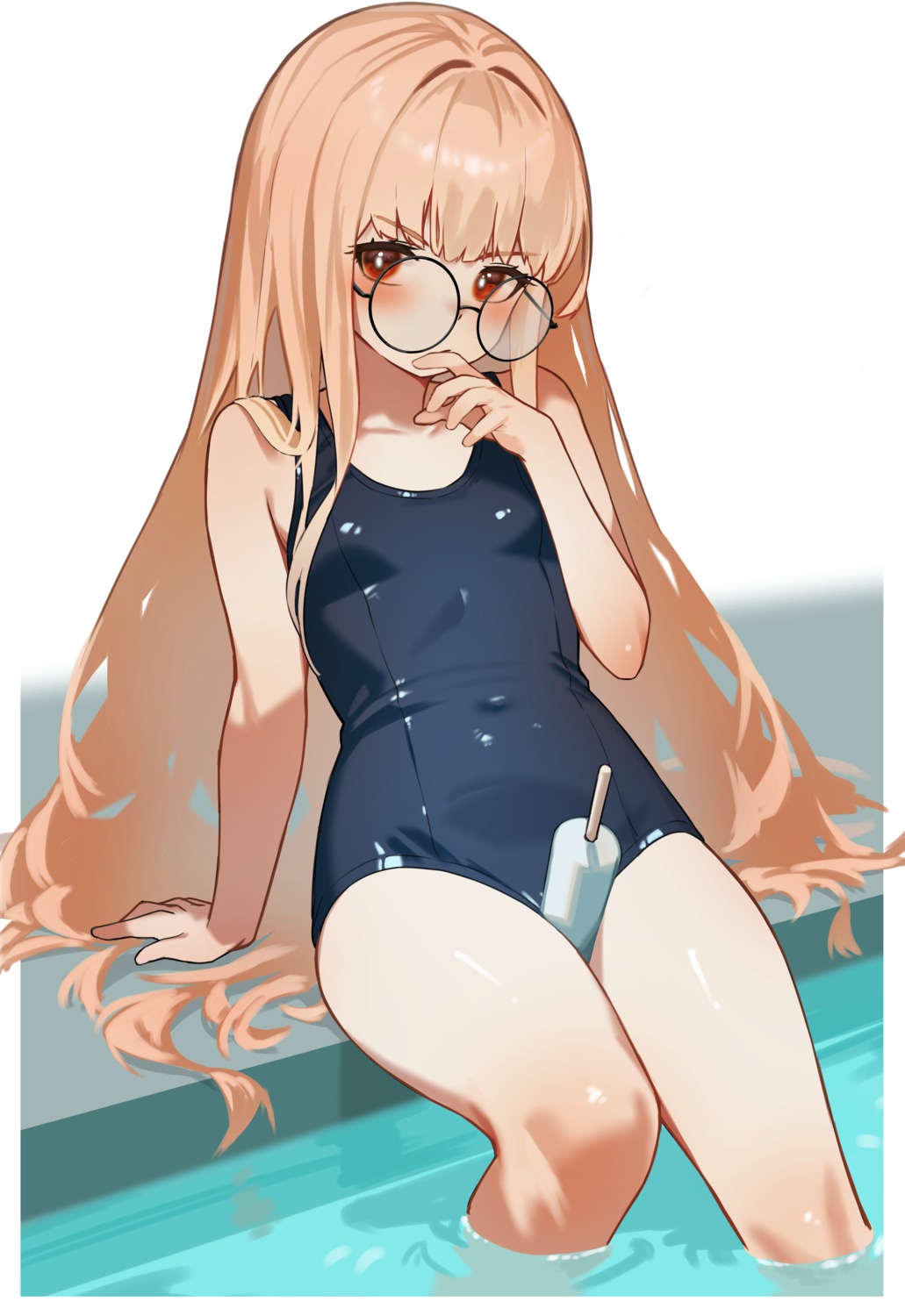 loli megane school_swimsuit swimsuits wet yunjuice