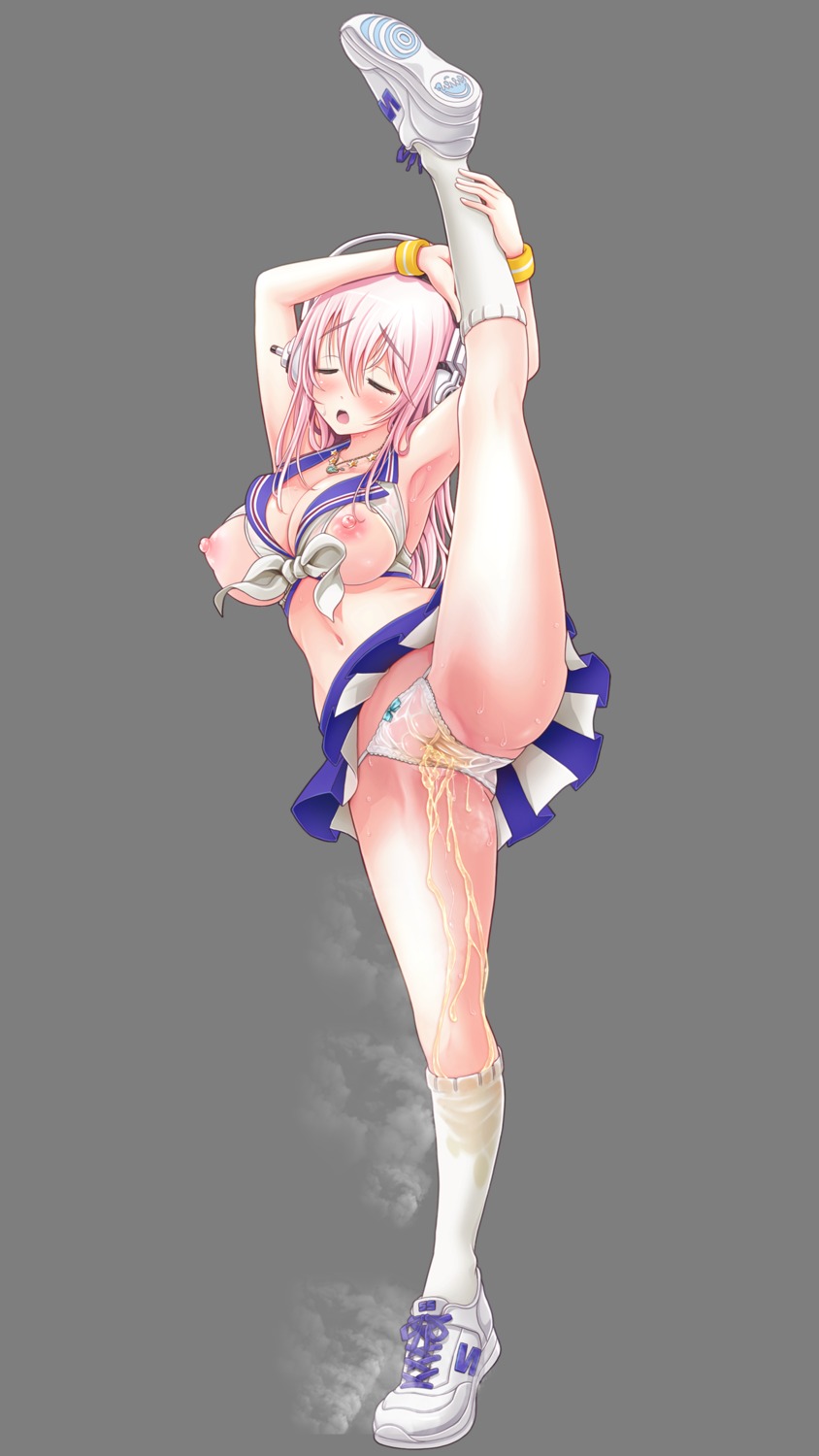 breasts cameltoe cheerleader headphones mag_kan nipples no_bra pantsu pee see_through skirt_lift sonico super_sonico transparent_png v-mag wet wet_clothes