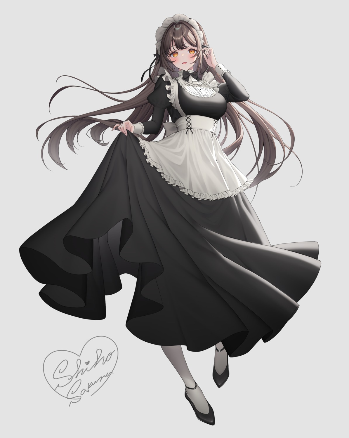 heels maid sakura_shiho skirt_lift