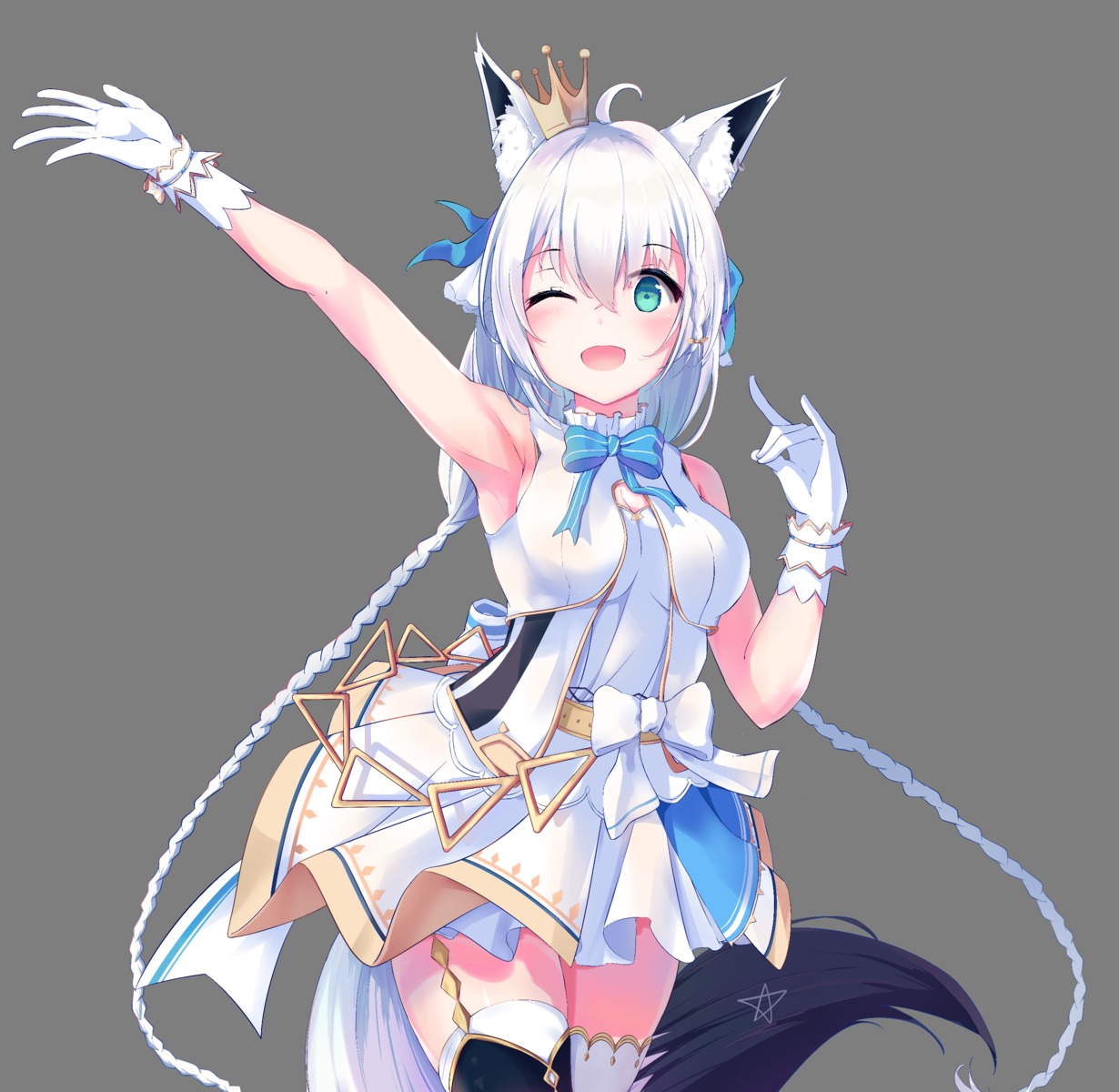 animal_ears asakawa hololive hololive_gamers kitsune shirakami_fubuki stockings tail thighhighs transparent_png