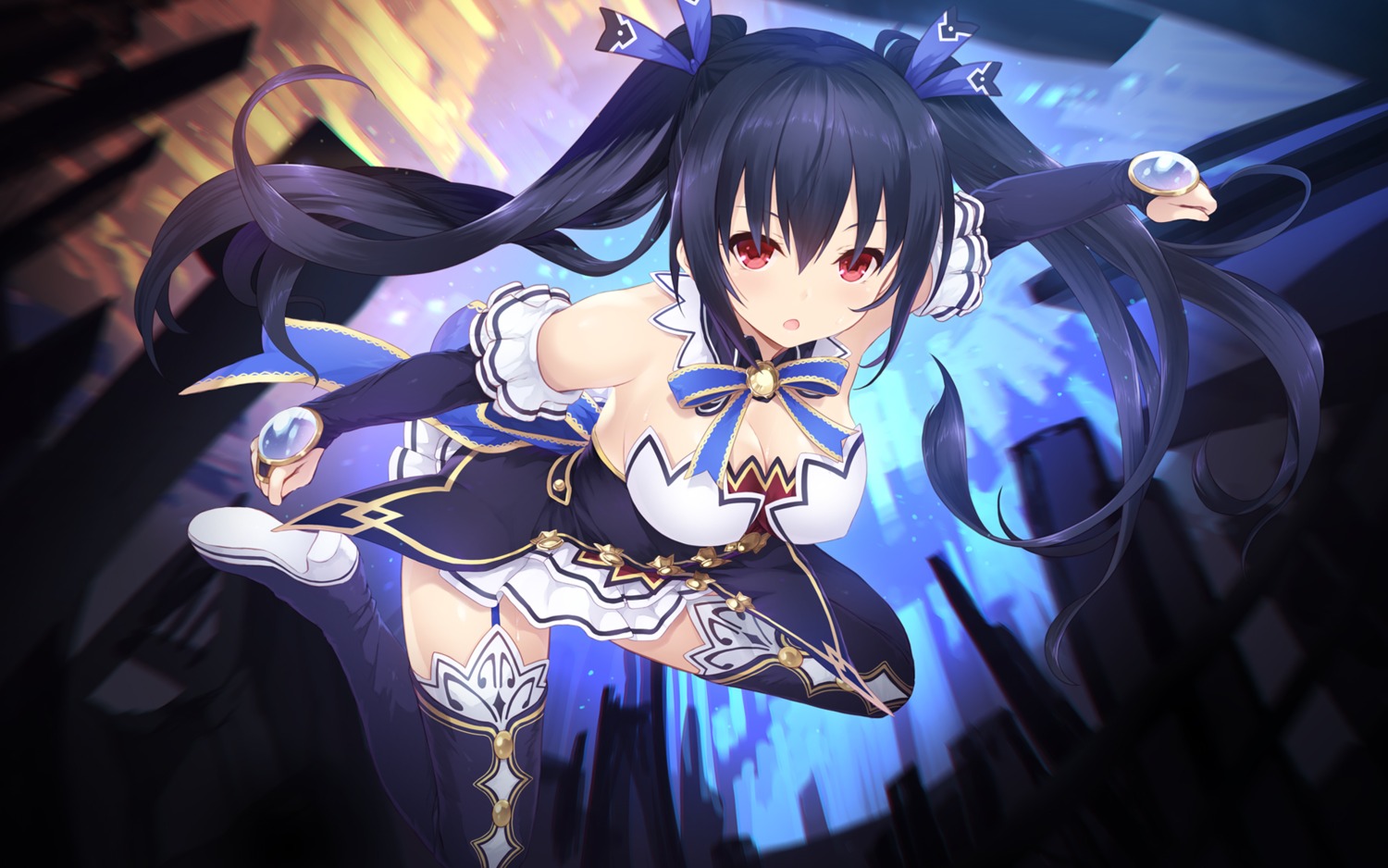 cait choujigen_game_neptune cleavage heels noire stockings thighhighs