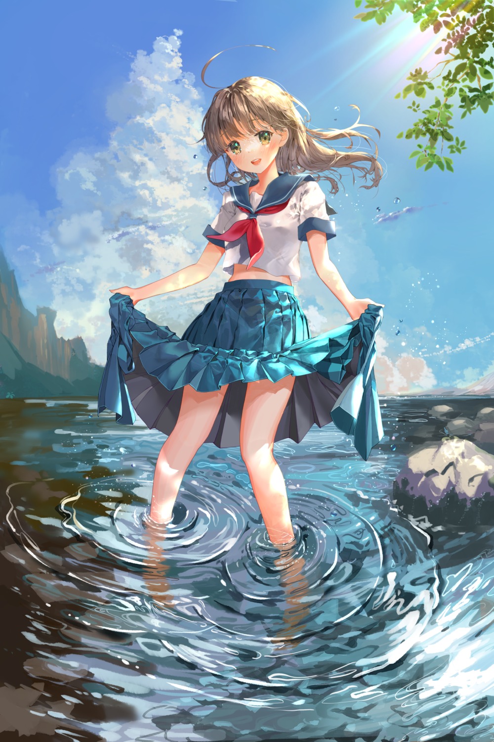 mintchoco seifuku skirt_lift wet